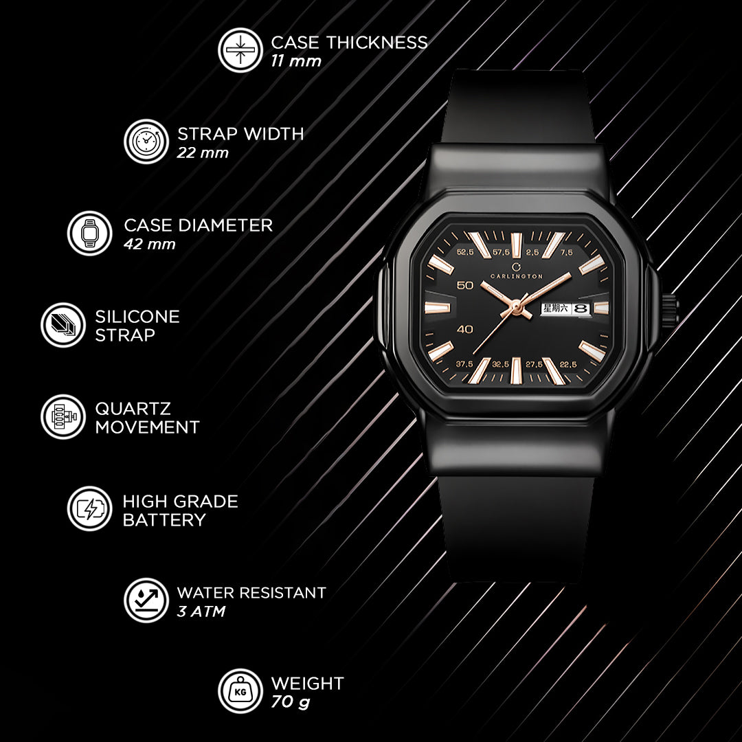 Carlington ASTRO 055 Premium Black – Premium Men's Chronograph-Style Analog Quartz Watch