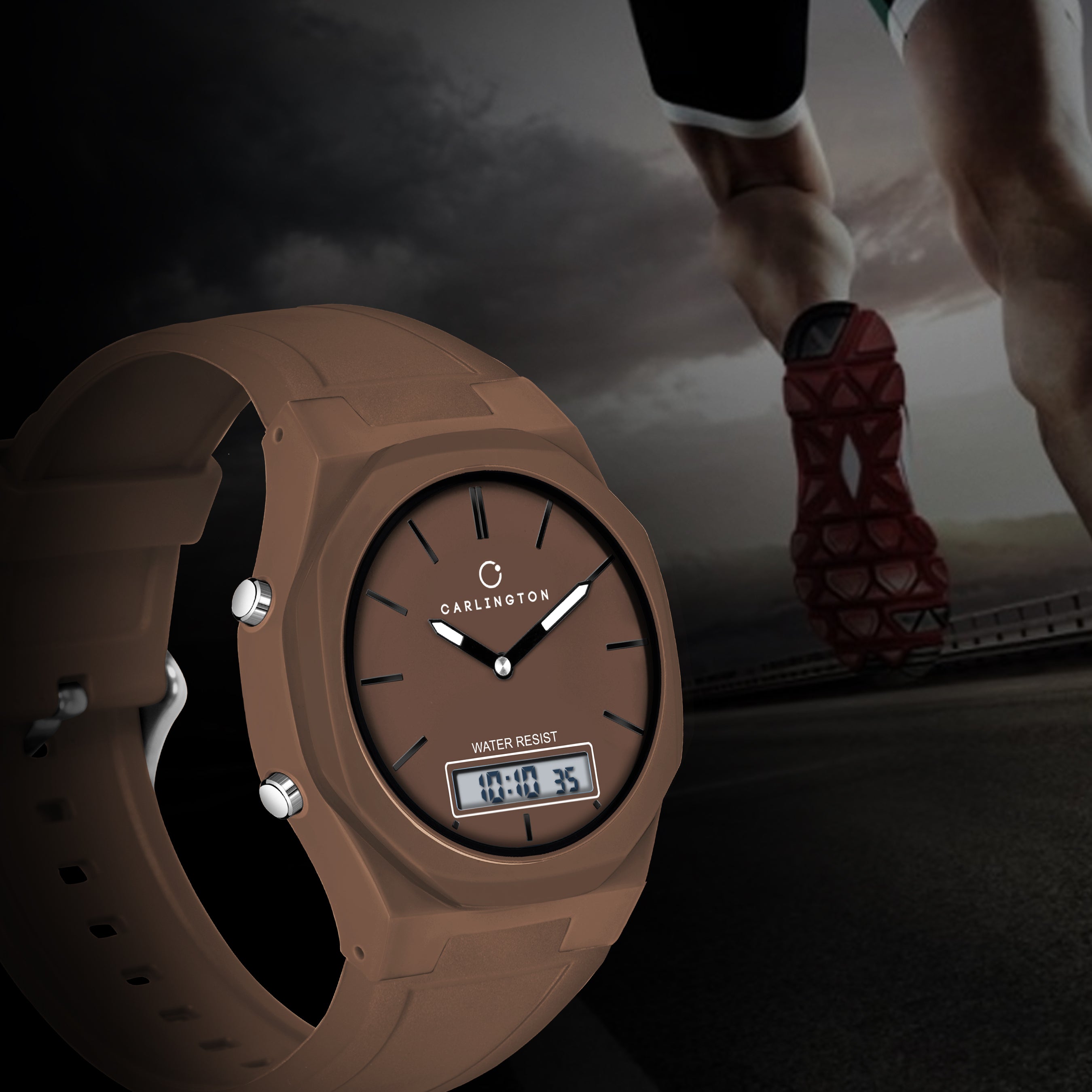 Carlington Endurance Series Analog-Digital Sports Watches For Men And Boys - CT_9145 Brown