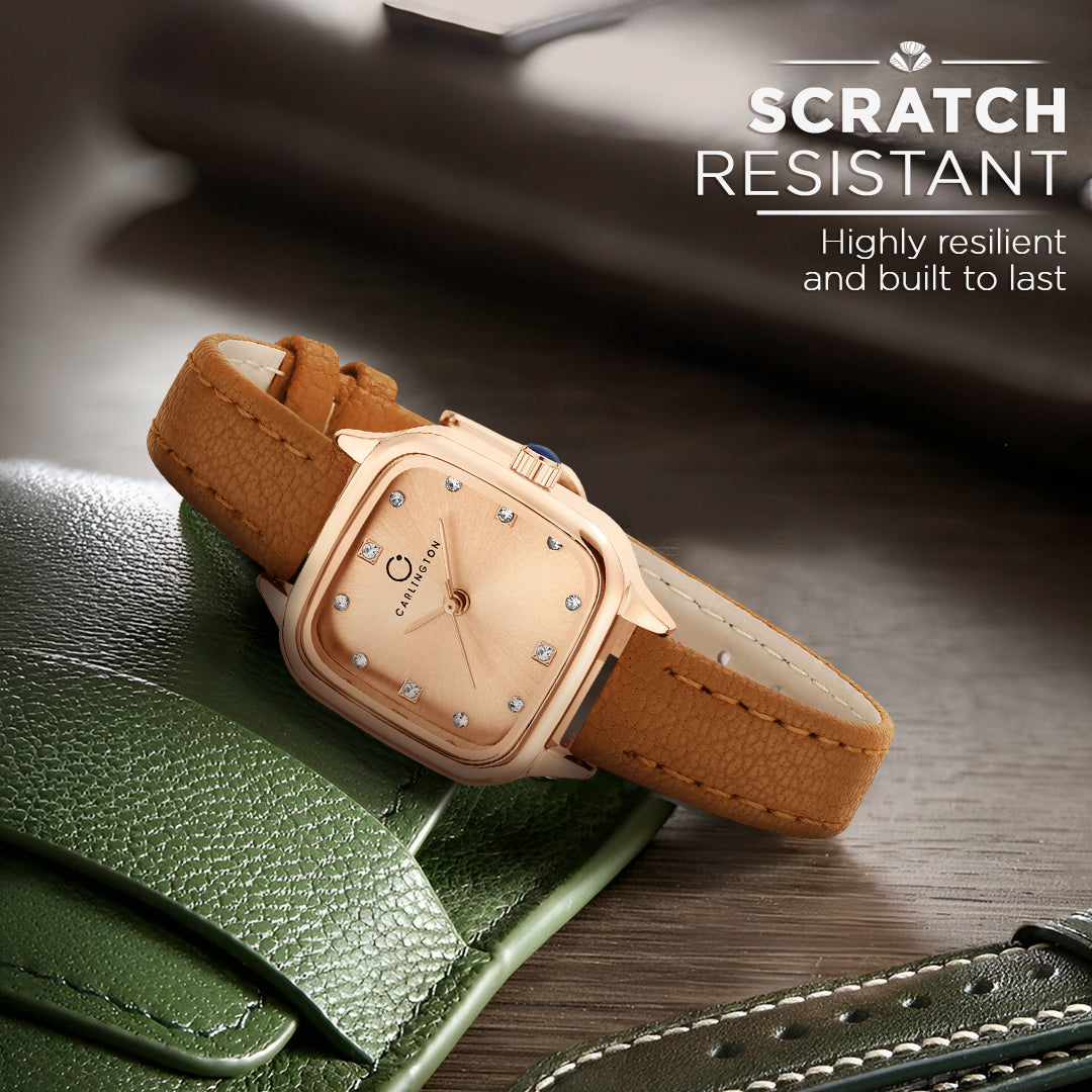 Carlington Aura Series Analog Women Wrist Watches with Premium Leather Belt Strap | Premium Fashion Watches for Ladies | CT - 201