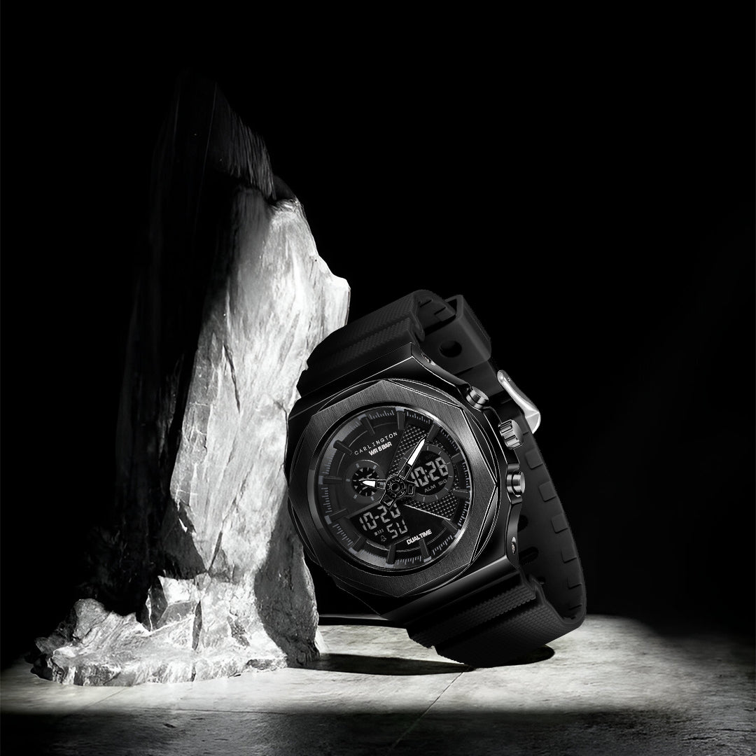 Carlington Velocity Series Analog-Digital Sports Watches for Men and Boys with Alarm, Stopwatch, Backlit Display, Dualtime, Silicone Rubber Strap, Water & Shock Resiatant - CT_8102