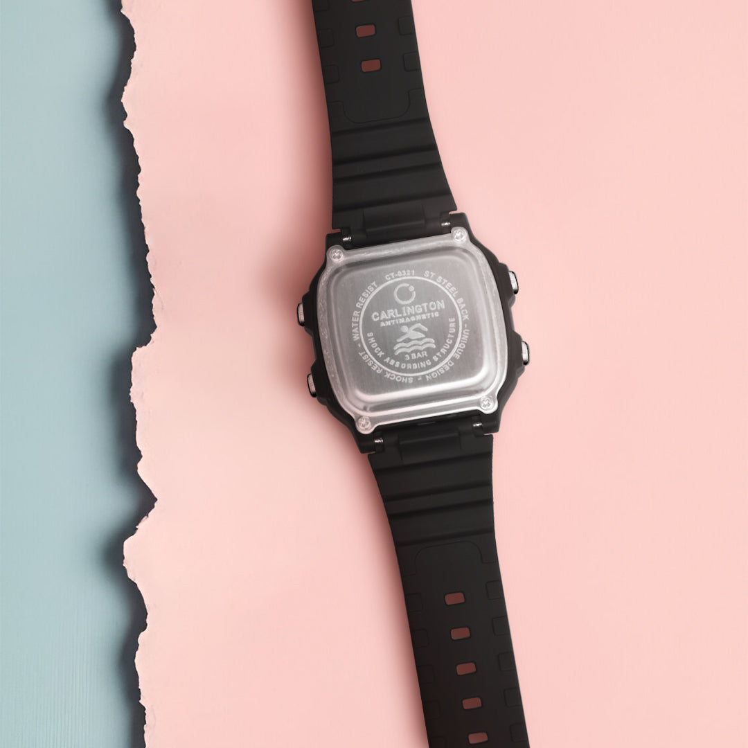 Carlington Kids Digital Watch for Boys and Girls Age 2 to 12 Years Pink Green Black Colour Band with Alarm and Date Display - CT_321