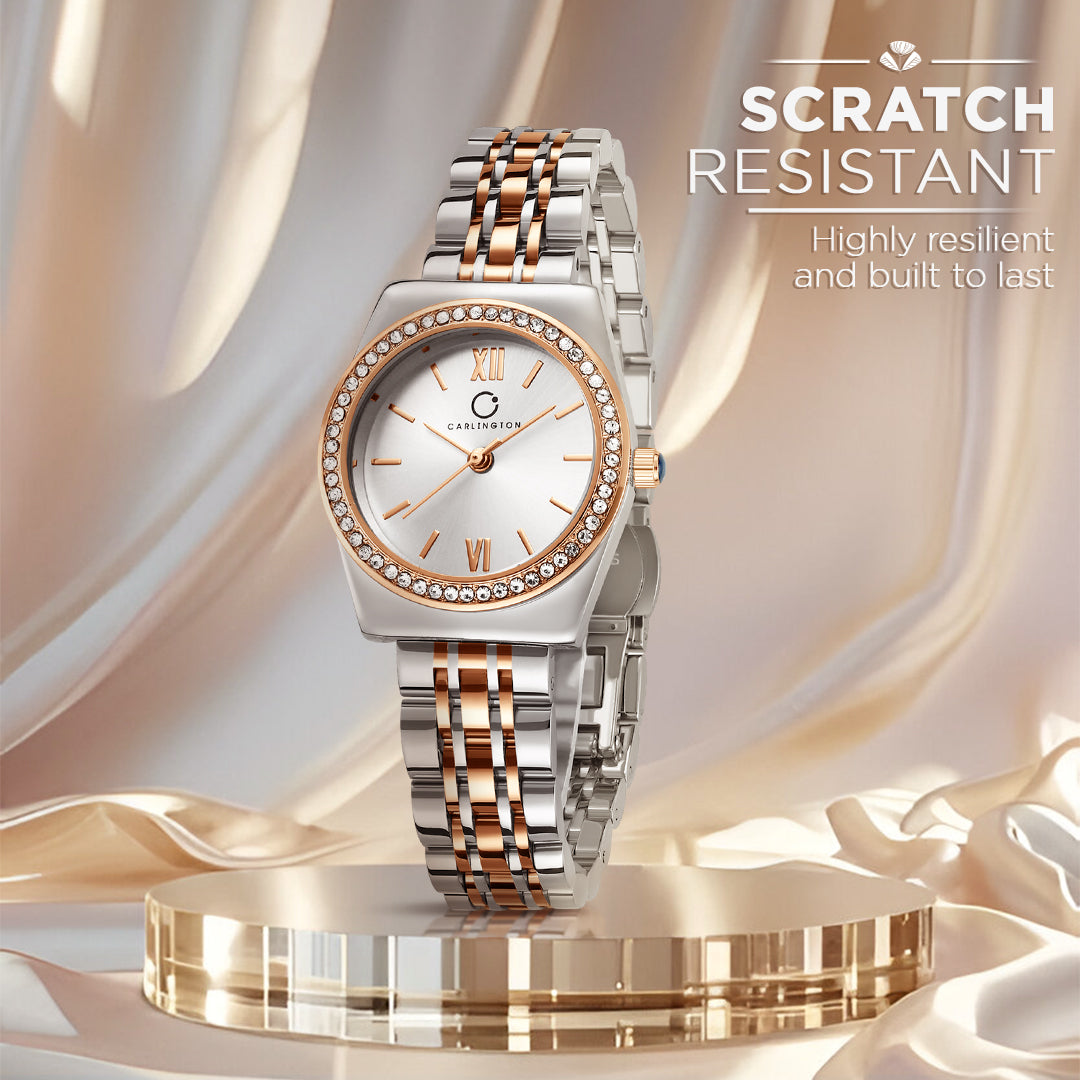 Carlington Diva Series Analog Women Wrist Watches with Stainless Steel Chain Strap | Premium Fashion Watches for Ladies | CT - 107