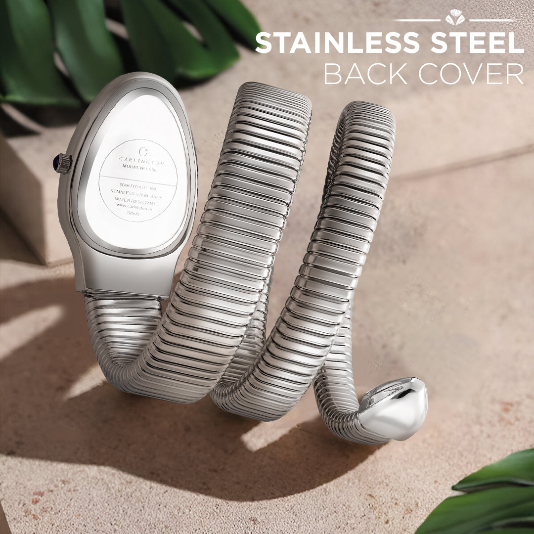 Carlington Elegant Snake Band Analog Women's Watch – Premium Stainless Steel Strap, Oval Designer Dial, Water-Resistant Ladies Watch for Party & Casual Wear Premium Gift Watch for Women