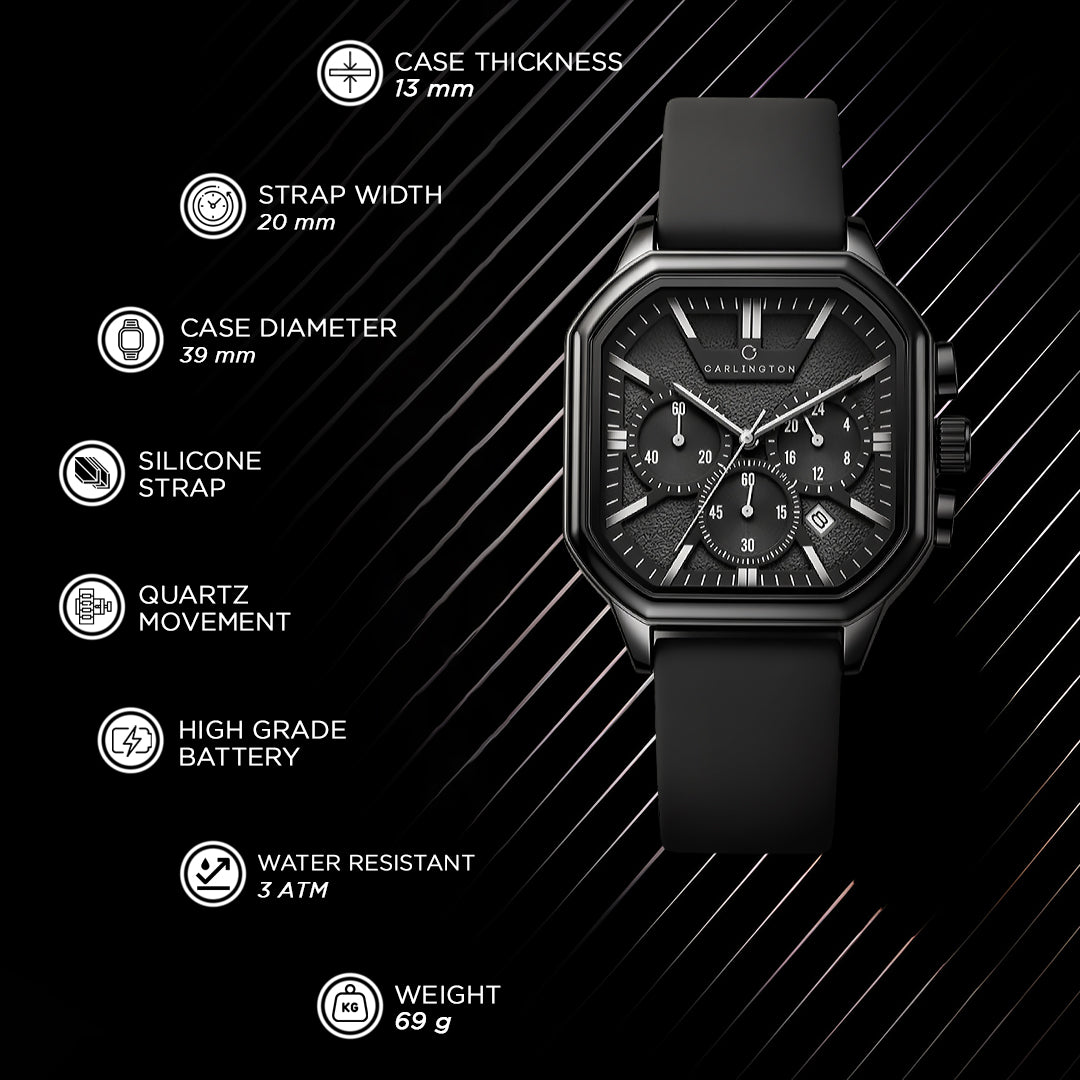 Carlington ASTRO 053 Premium Black – Premium Men's Chronograph-Style Analog Quartz Watch