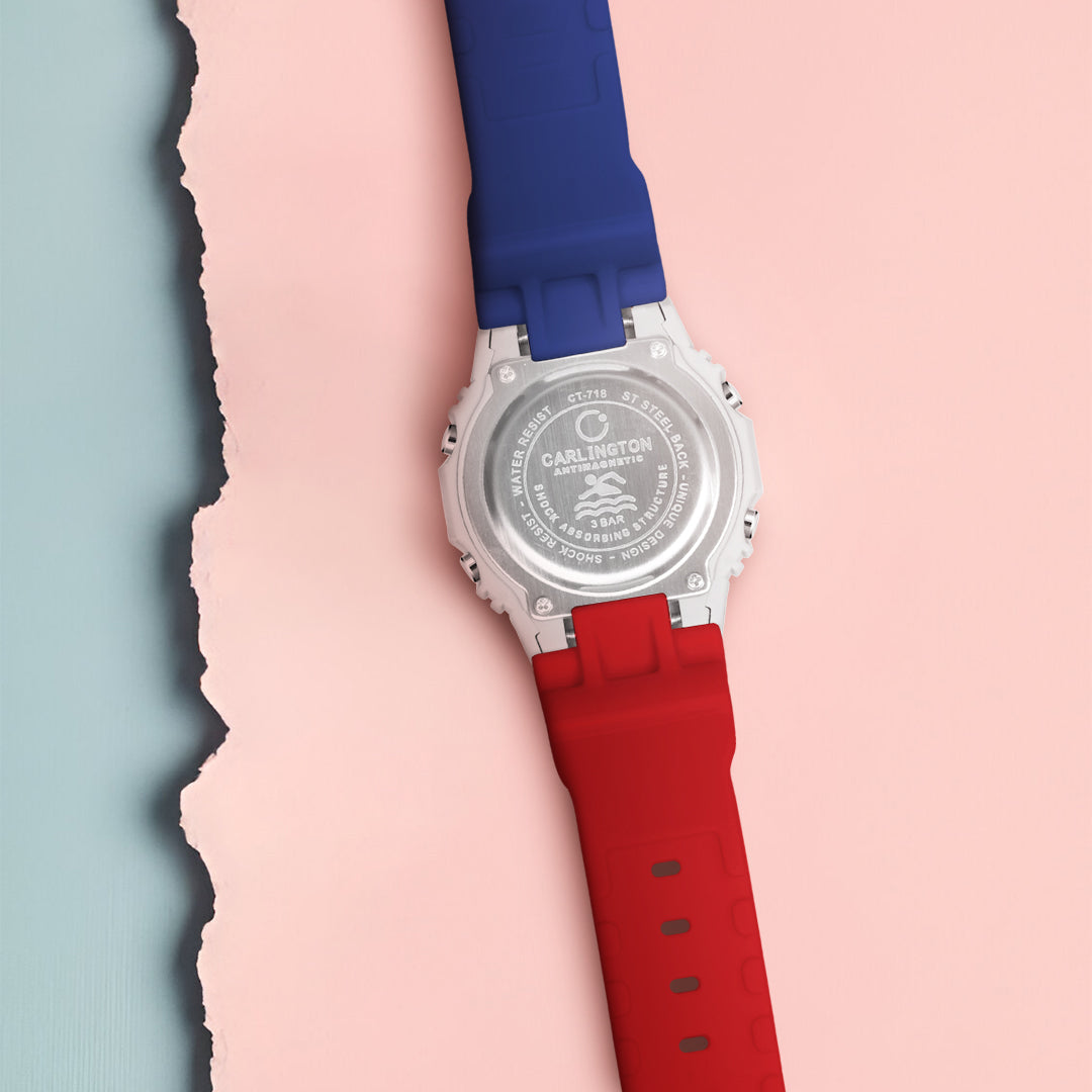 Carlington Kids Digital Watch for Boys and Girls Age 2 to 12 Years White Green Black Yellow Colour Band with Alarm and Date Display - CT_718