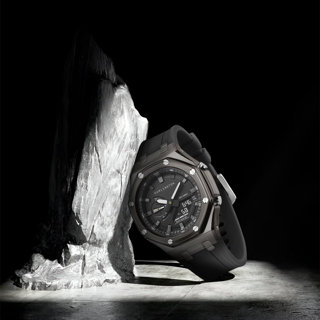 Carlington Velocity Series Analog-Digital Sports Watches for Men and Boys with Alarm, Stopwatch, Backlit Display, Dualtime, Silicone Rubber Strap, Water & Shock Resiatant - CT_8088