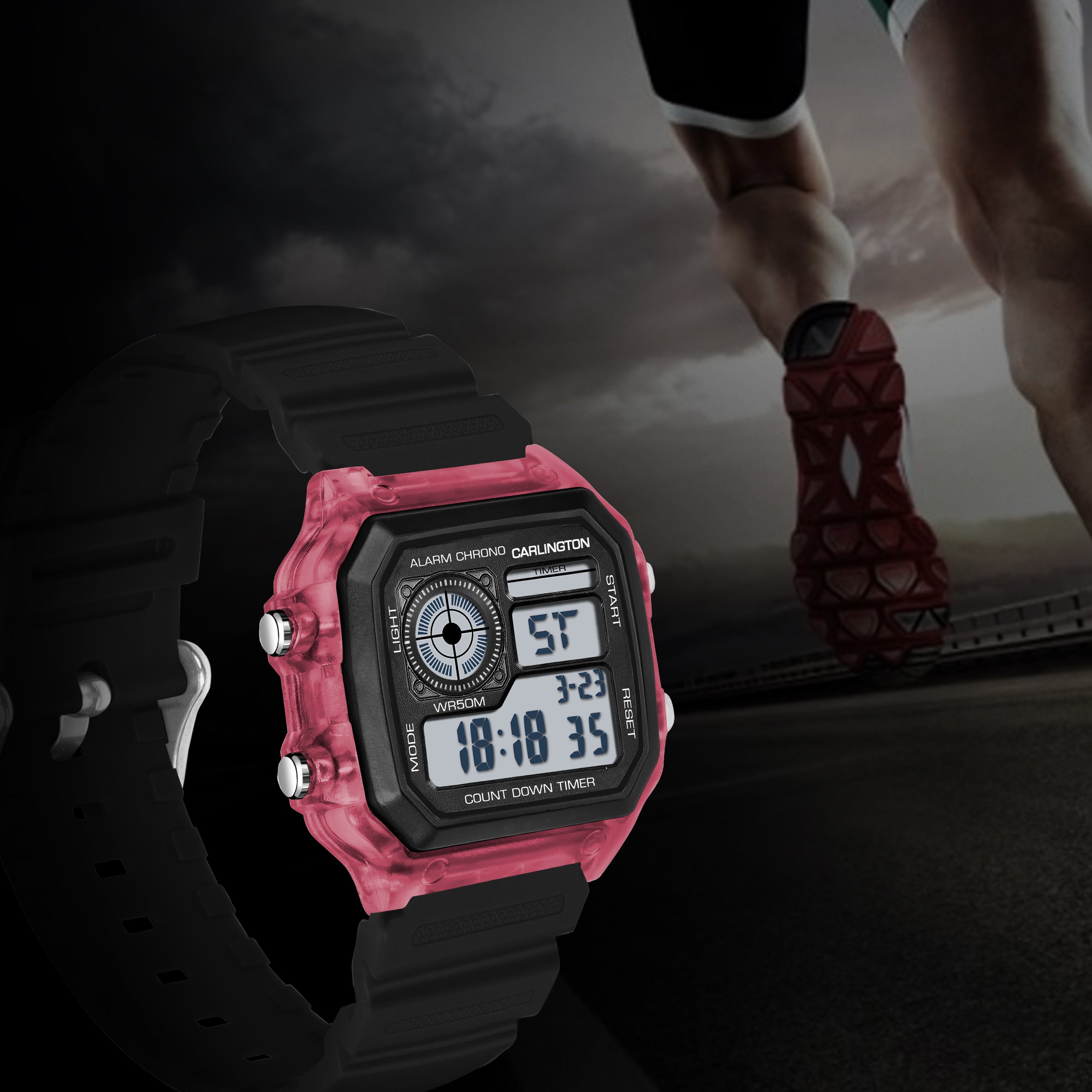 Carlington Endurance Series Digital Sports Watches For Men & Women - CT_9079 Red-Black