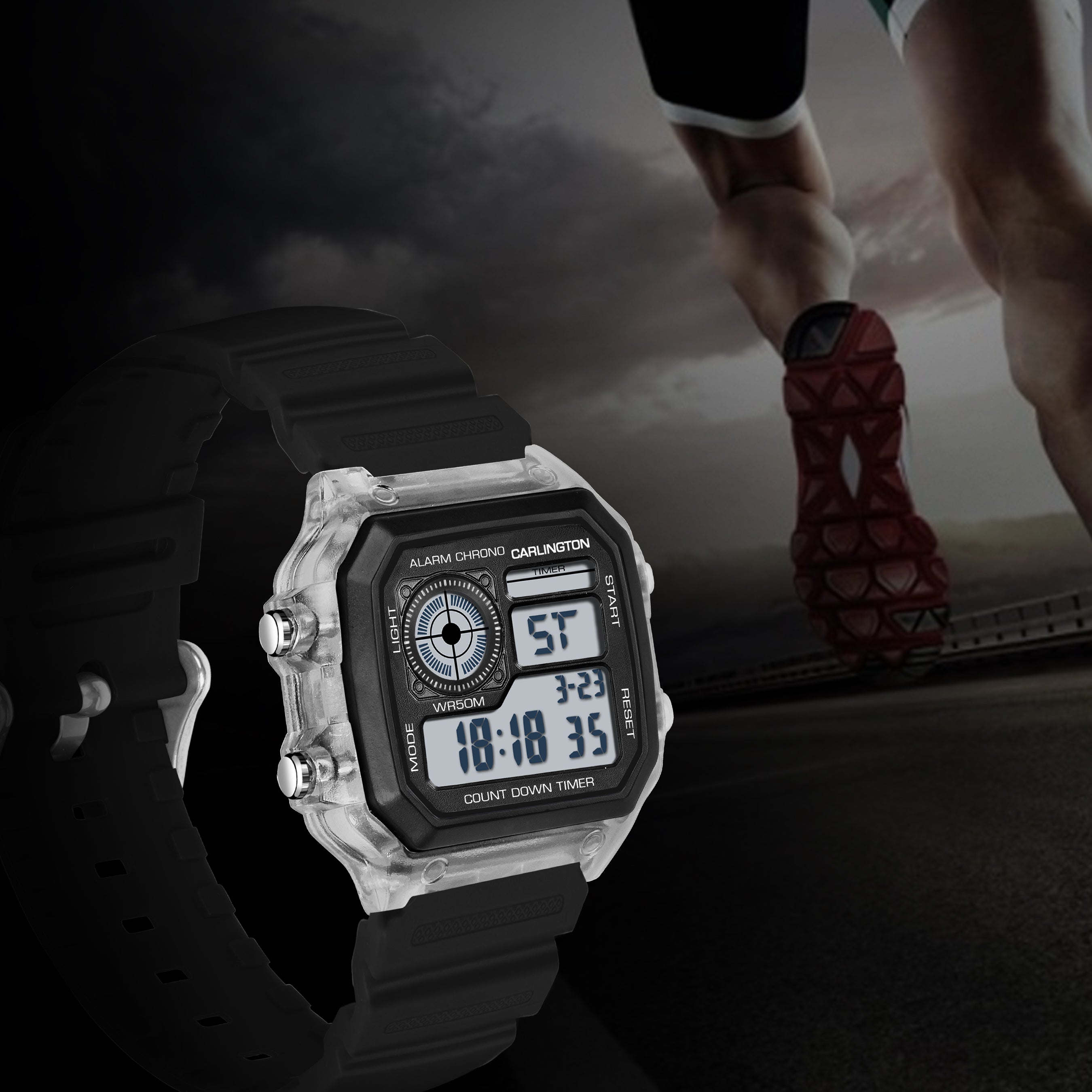 Carlington Endurance Series Digital Sports Watches For Men & Women - CT_9079 White- Black