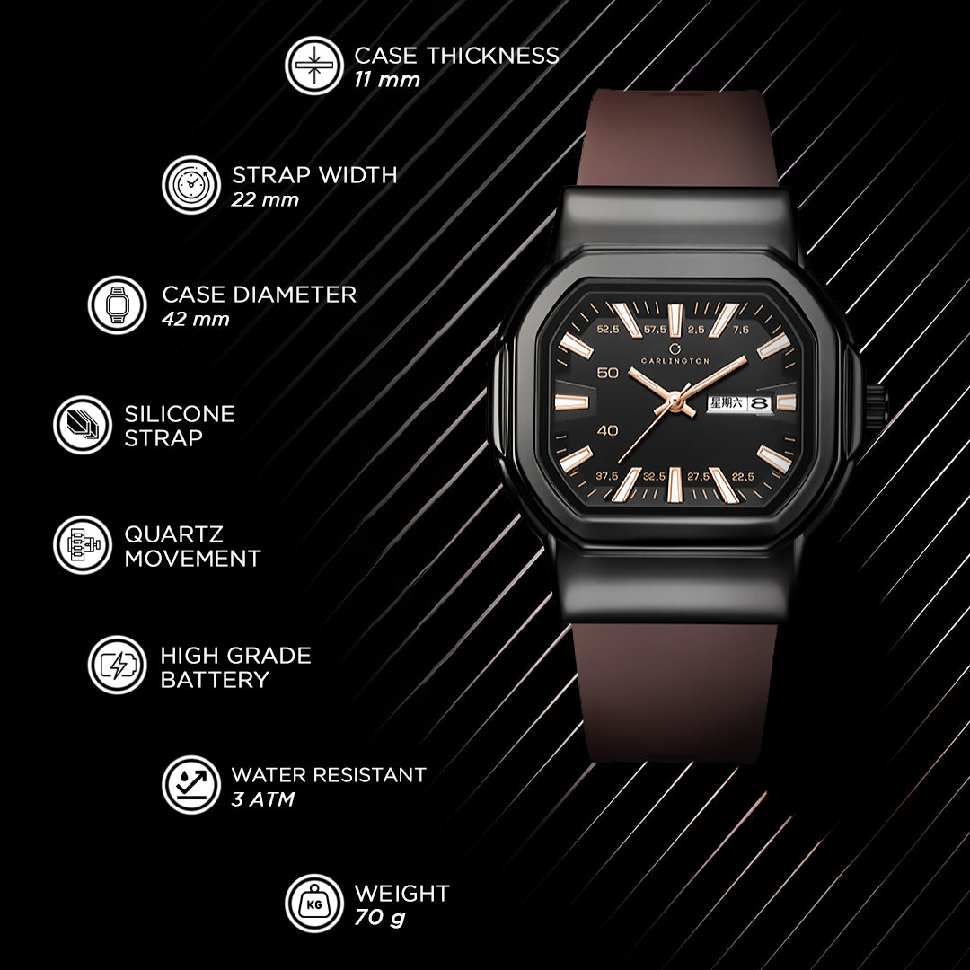 Carlington ASTRO 055 Subdued Brown – Premium Men's Chronograph-Style Analog Quartz Watch