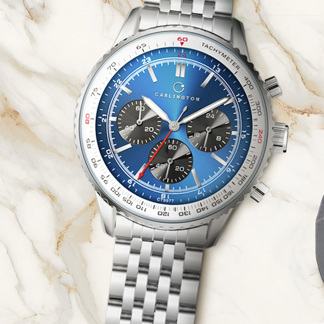 Carlington Legacy Series Analog Wrist Watches with Chronograph & Stainless steel Strap for Men - CT 9977
