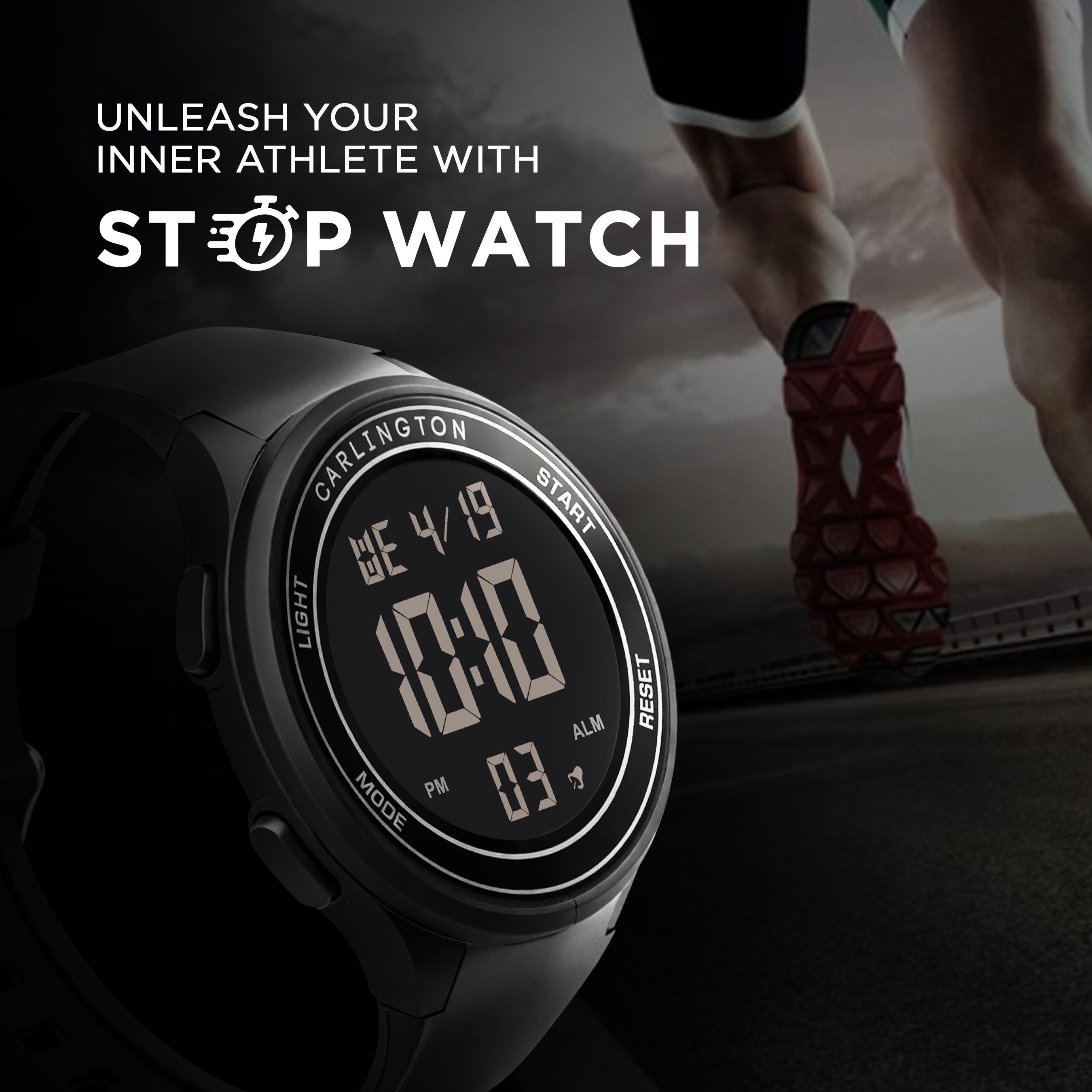 Carlington Digital Sports Watch,Alarm, Stopwatch, Water-Resistant, Shock-Resistant, Back Light Display. The Perfect Watches for Men-CT_8685
