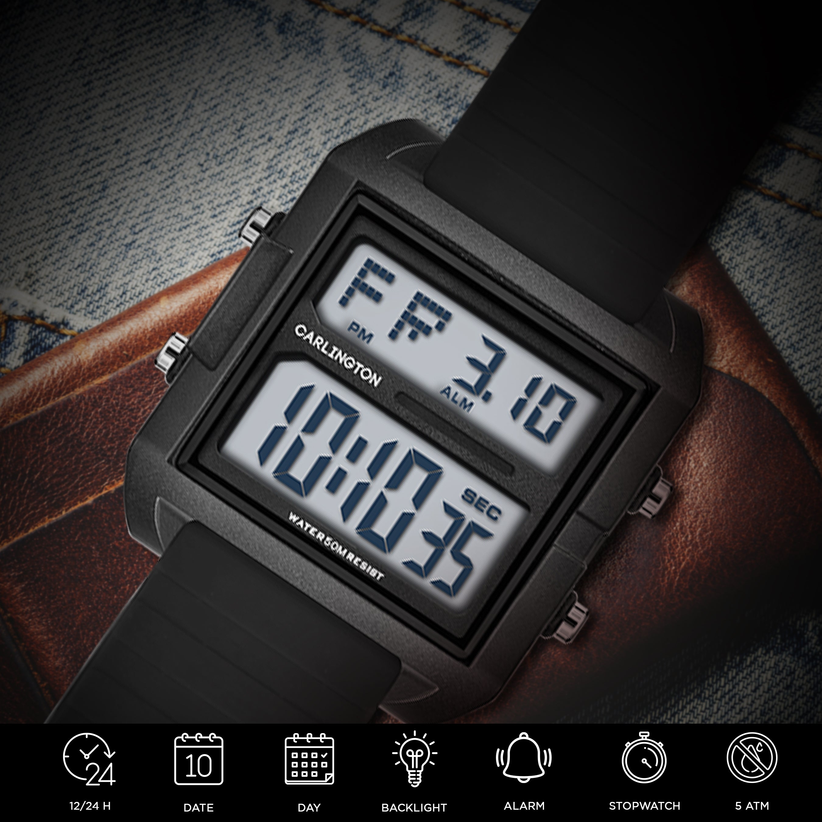 Carlington Endurance Series Digital Sports Watches For Men And Boys - CT_9136 Black