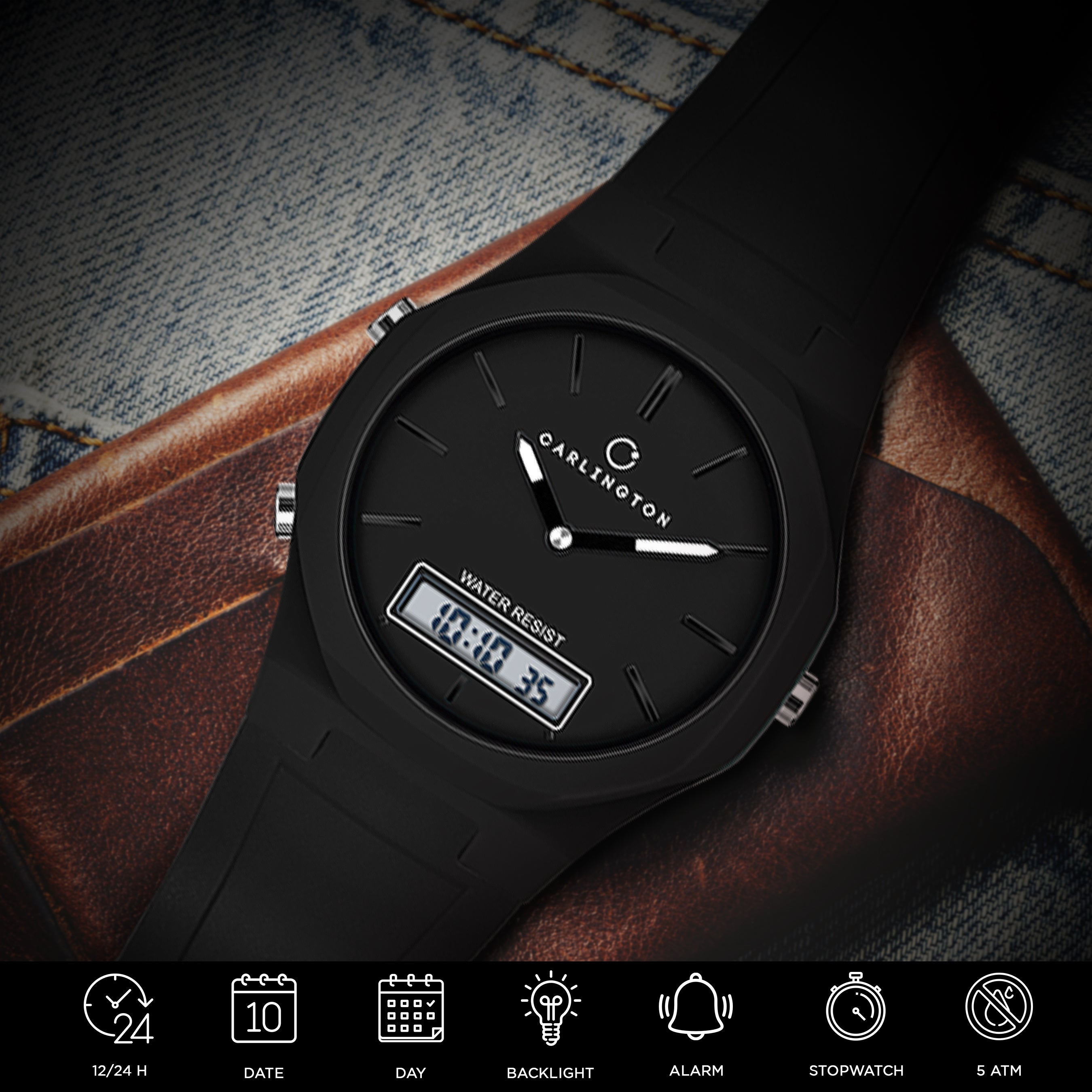 Carlington Endurance Series Analog-Digital Sports Watches For Men And Boys - CT_9145 Black