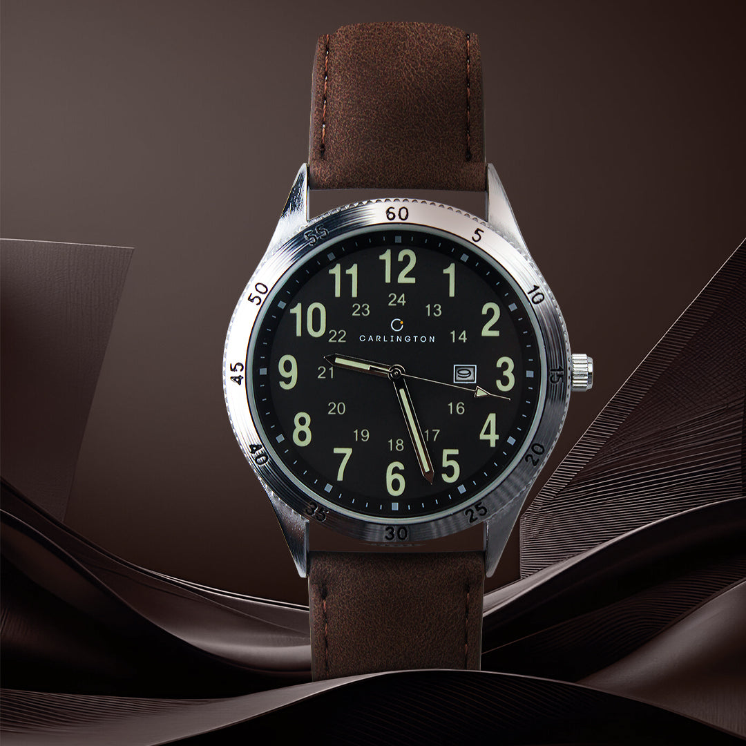 Carlington Aristocrat Series Analog Date Watches for Men with Premium Leather Strap - CT 1076