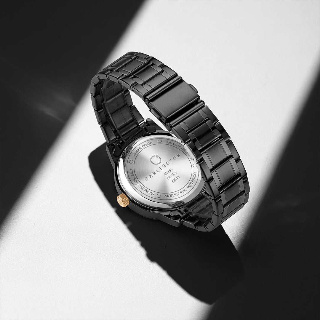 Carlington Nitro Analog Men’s Stainless Steel Strap Wrist Watch | Quartz Movement | Water & Shock Resistant Watch for Men | Casual & Formal Wear - CT_9254