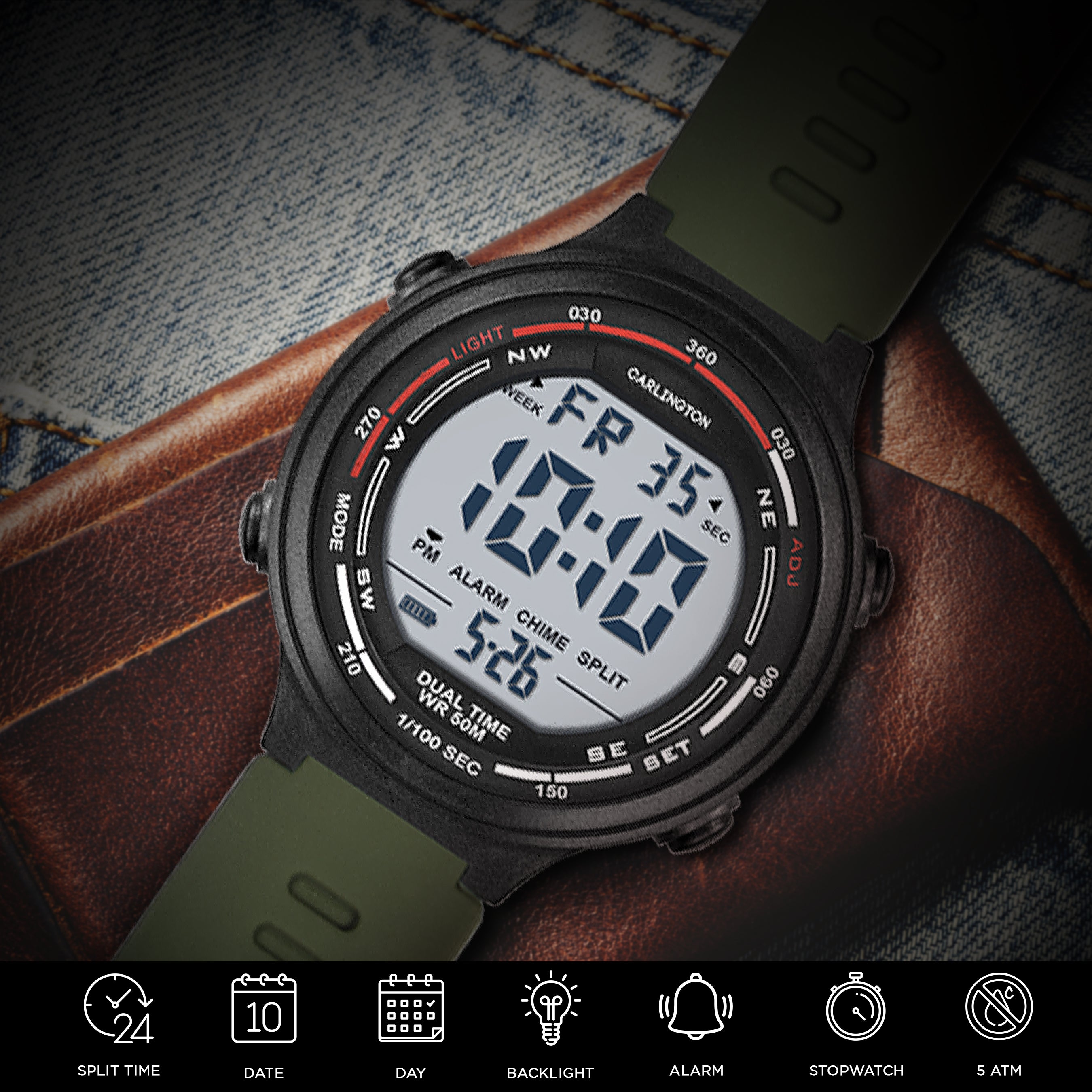 Carlington Endurance Series Digital Sports Watches For Men And Boys - CT_9120 Green