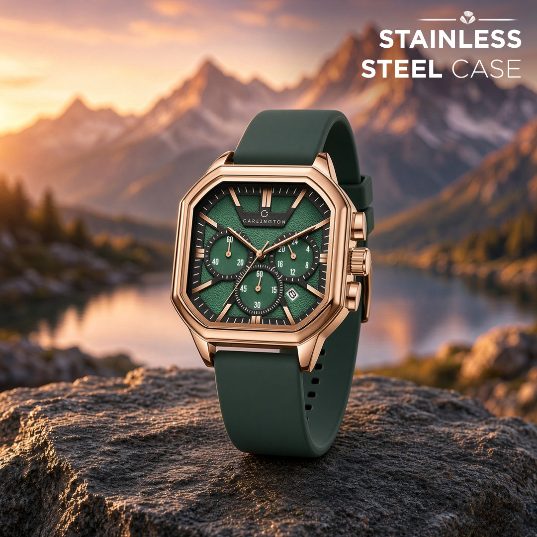 Carlington ASTRO 053 Geodetic Green – Premium Men's Chronograph-Style Analog Quartz Watch