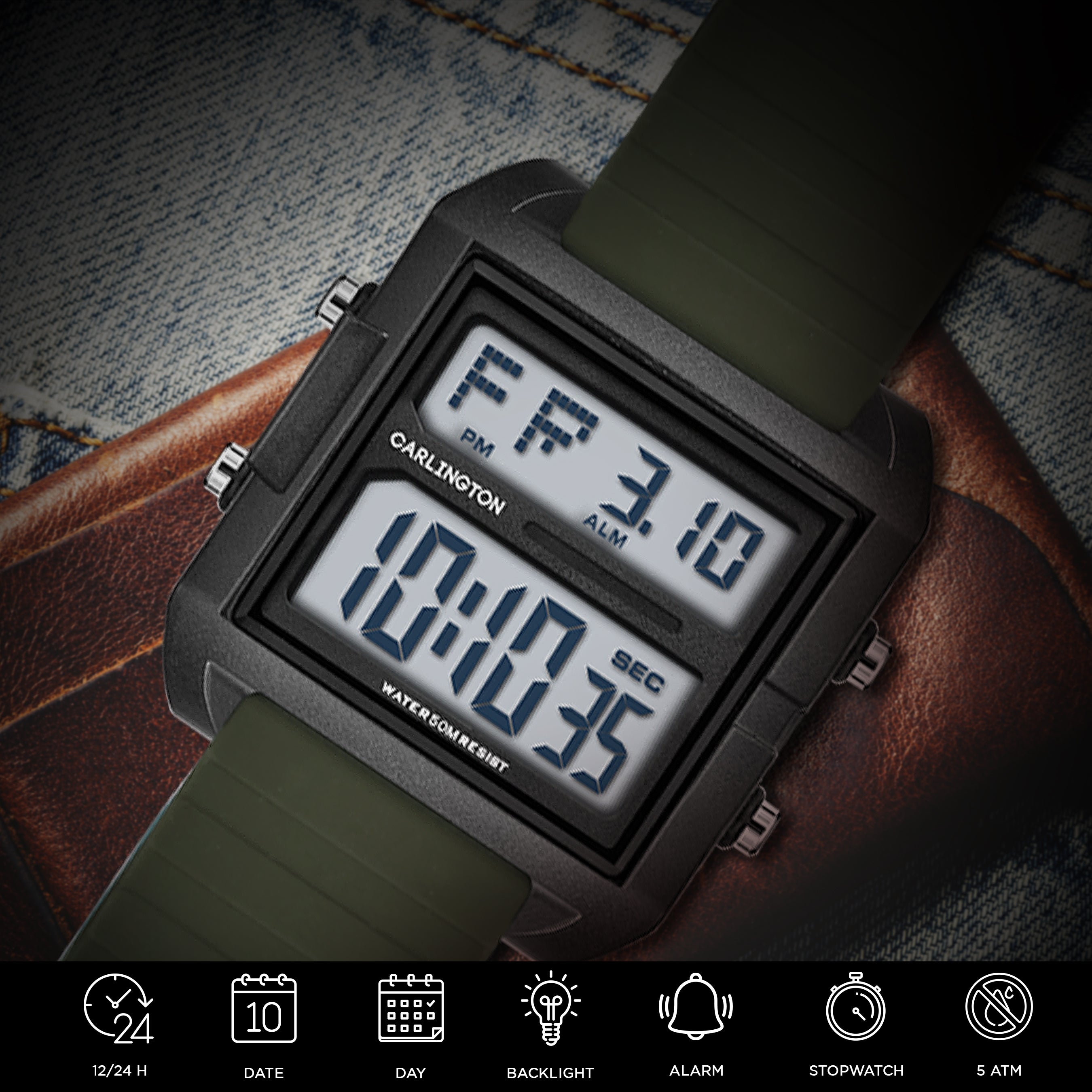 Carlington Endurance Series Digital Sports Watches For Men And Boys - CT_9136 Green