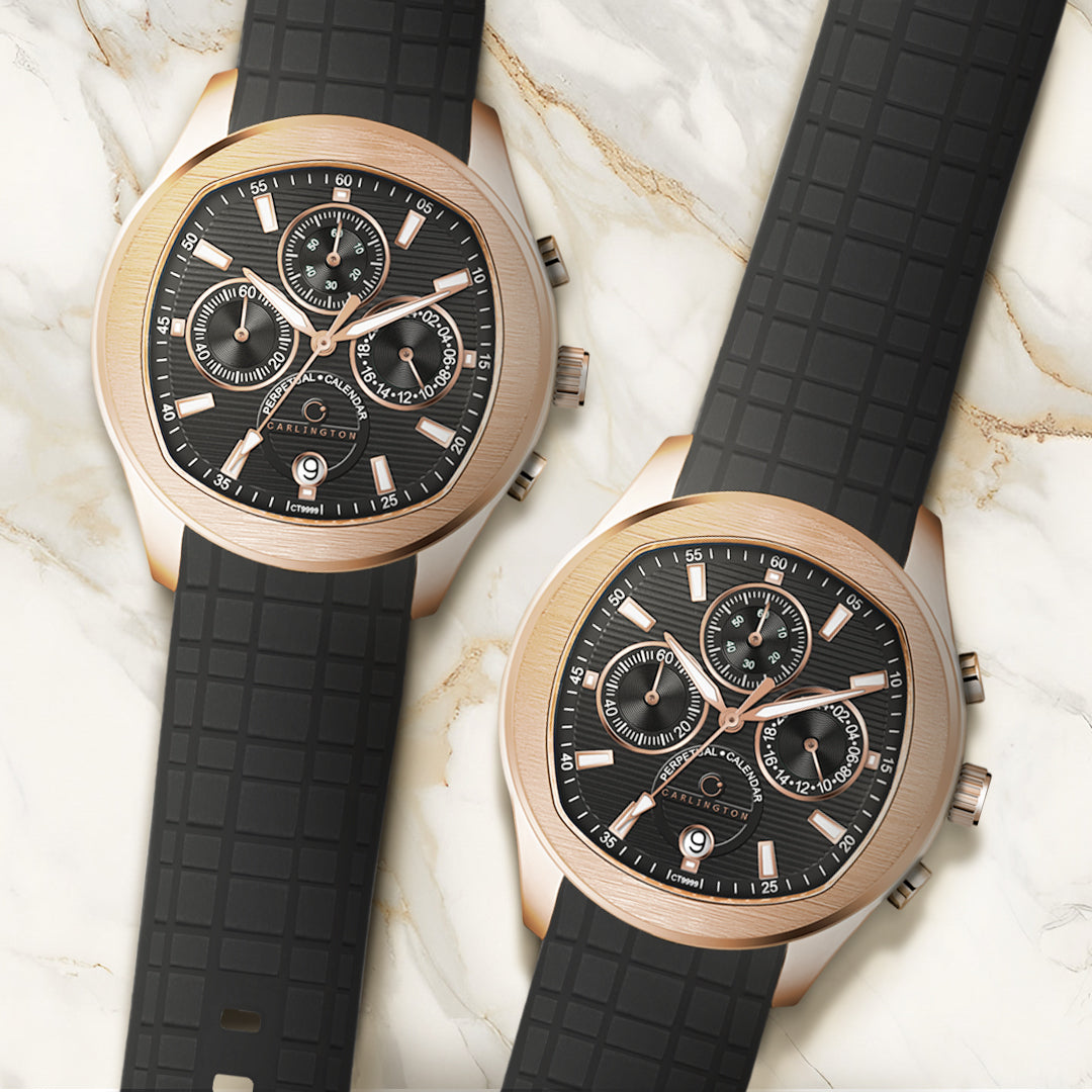 Carlington Legacy Series Analog Wrist Watches with Chronograph & Silicone Strap for Men - CT 9999