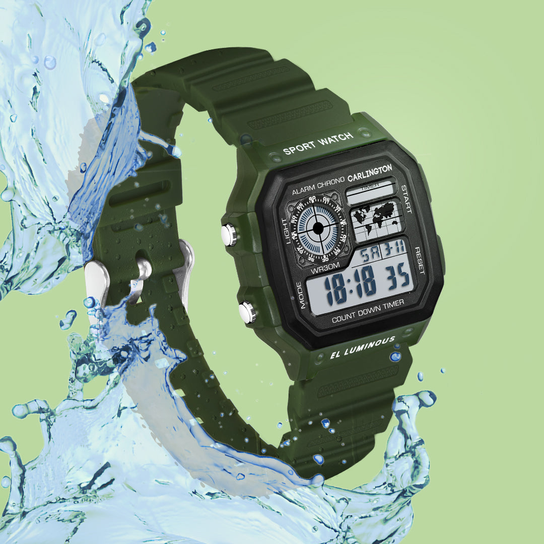 Carlington Kids Digital Watch for Boys and Girls Age 2 to 12 Years Pink Green Black Colour Band with Alarm and Date Display - CT_321