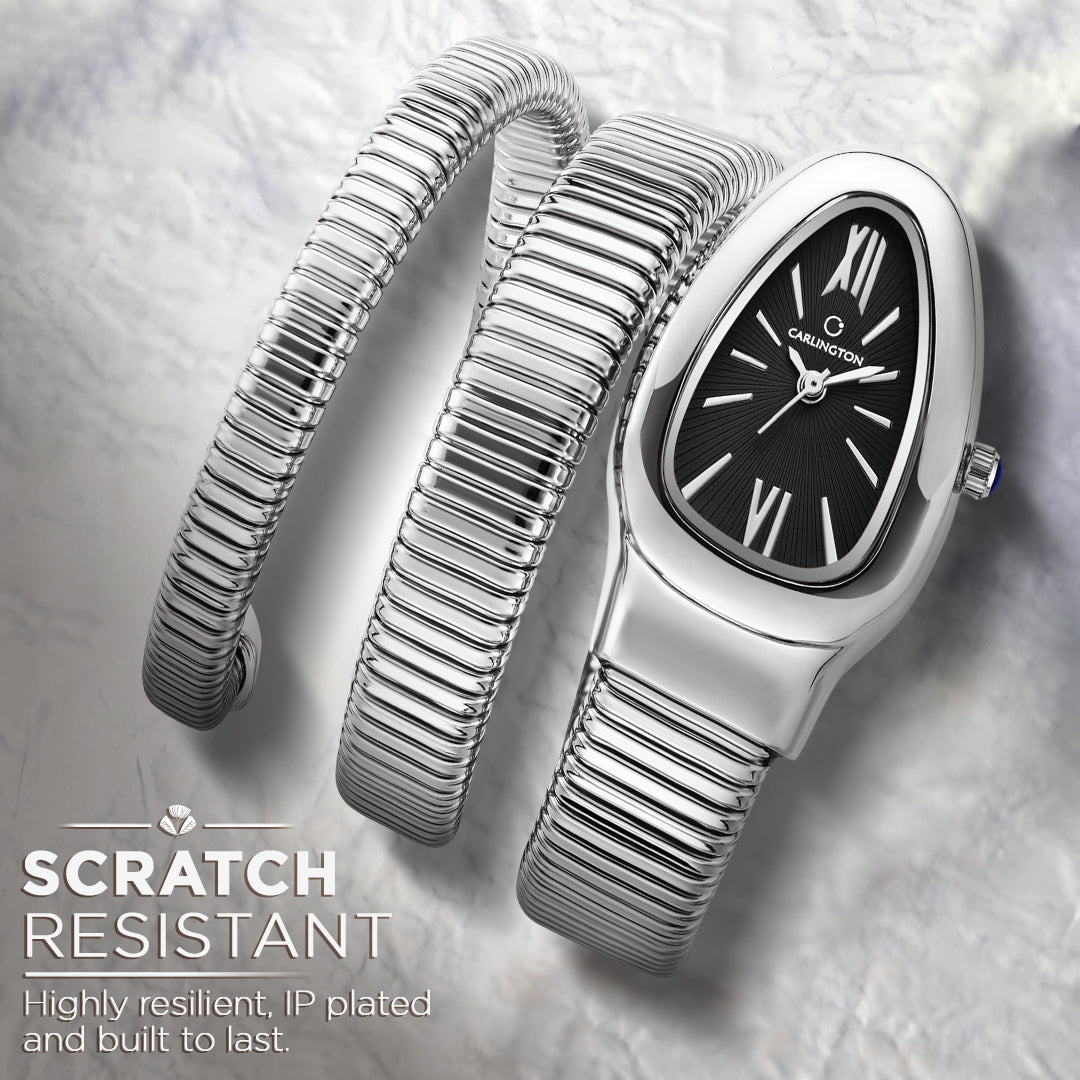 Carlington Elegant Snake Band Analog Women's Watch – Premium Stainless Steel Strap, Oval Designer Dial, Water-Resistant Ladies Watch for Party & Casual Wear Premium Gift Watch for Women