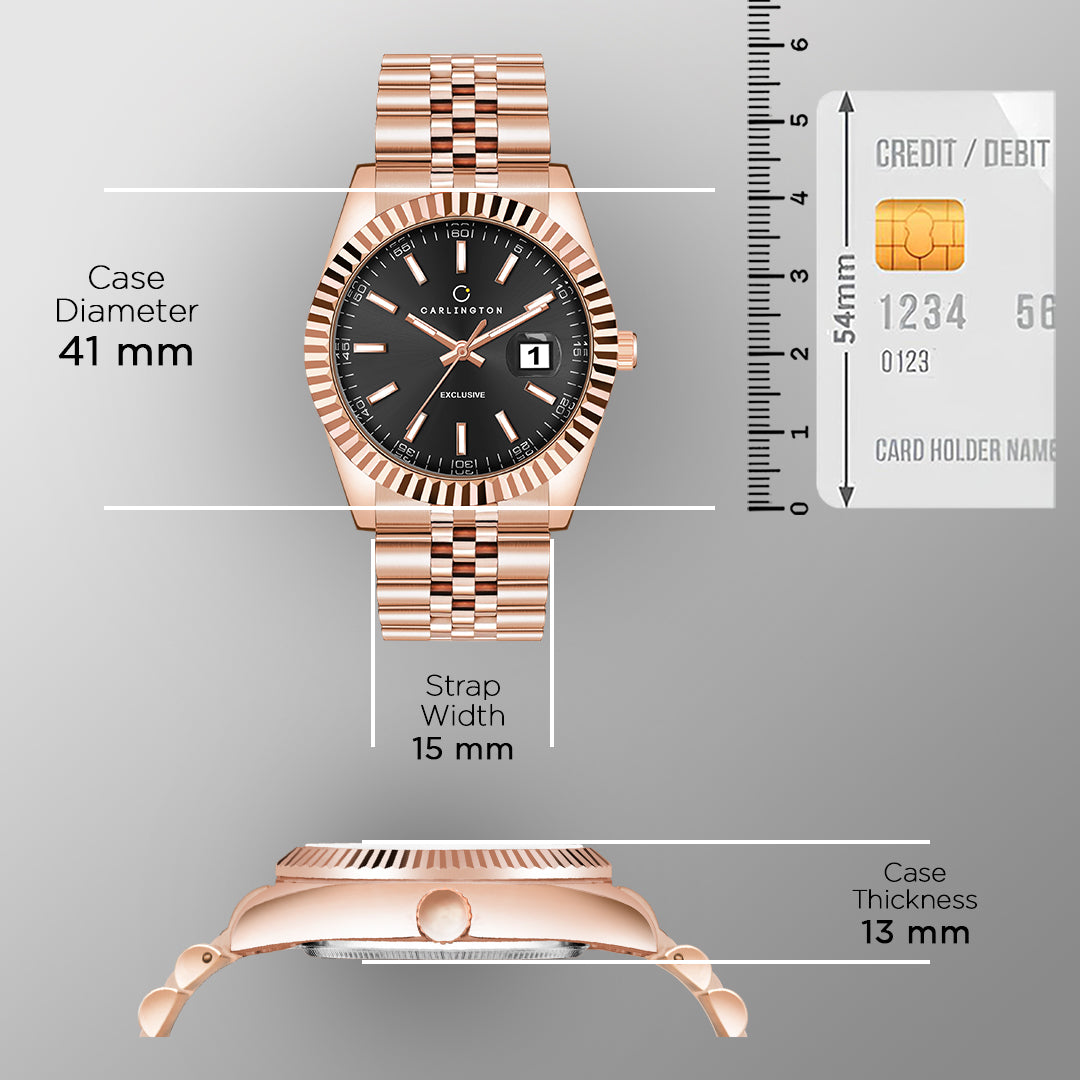 Carlington Exclusive Series 8811 Rose Black Men + 8811 Rose Black Women Analog Wrist Watch For couple