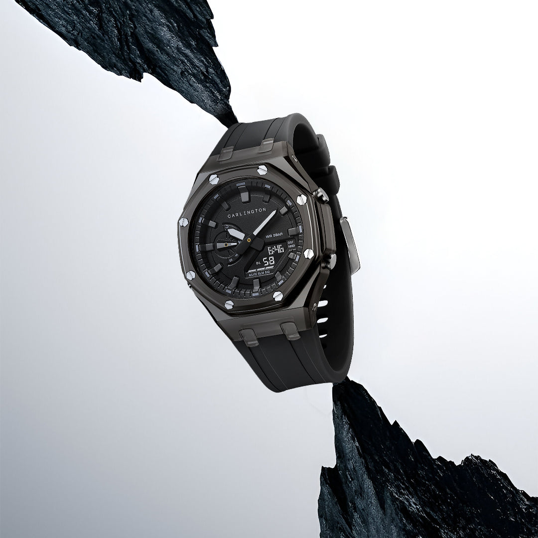 Carlington Velocity Series Analog-Digital Sports Watches for Men and Boys with Alarm, Stopwatch, Backlit Display, Dualtime, Silicone Rubber Strap, Water & Shock Resiatant - CT_8088