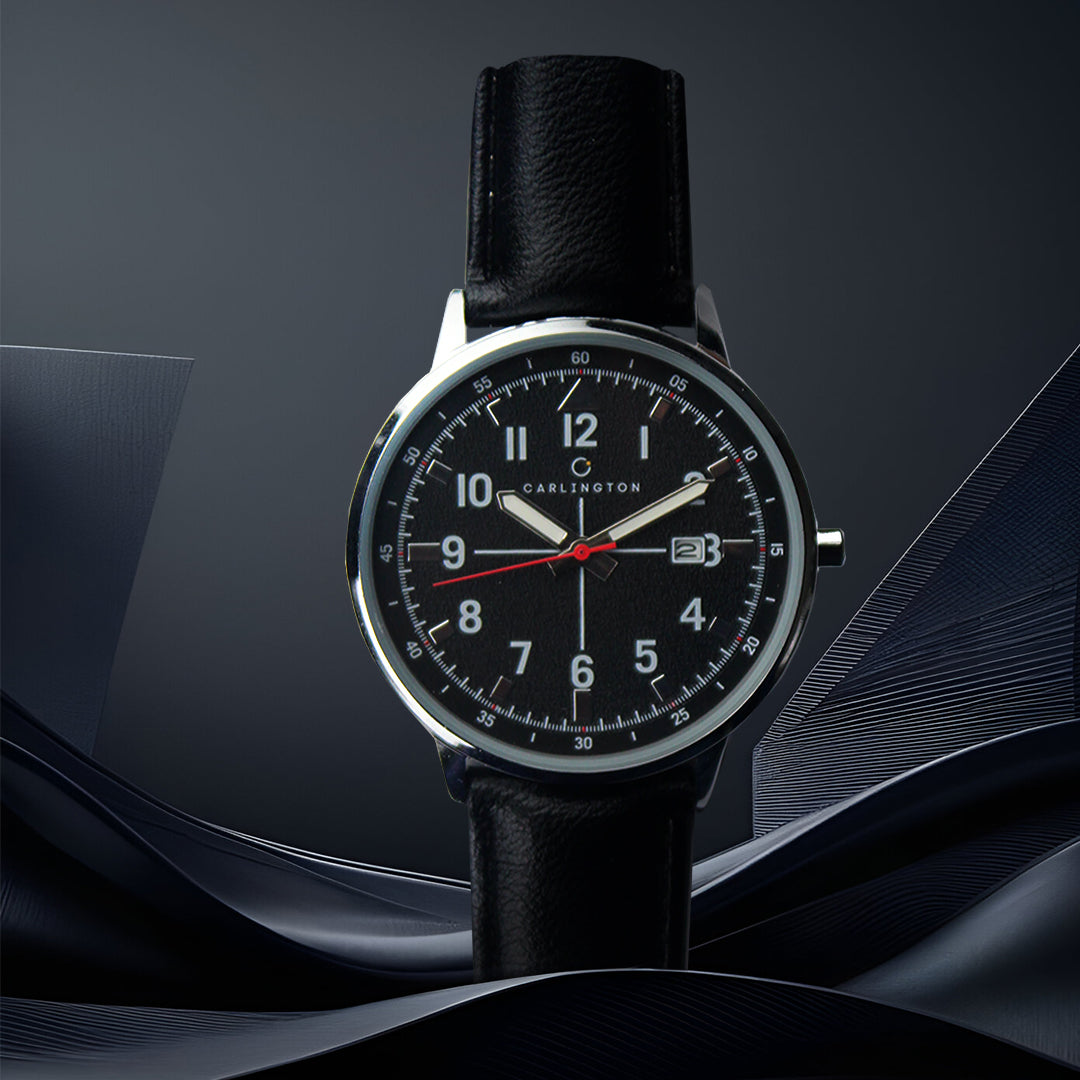 Carlington Aristocrat Series Analog Date Watches for Men with Premium Leather Strap - CT 1075