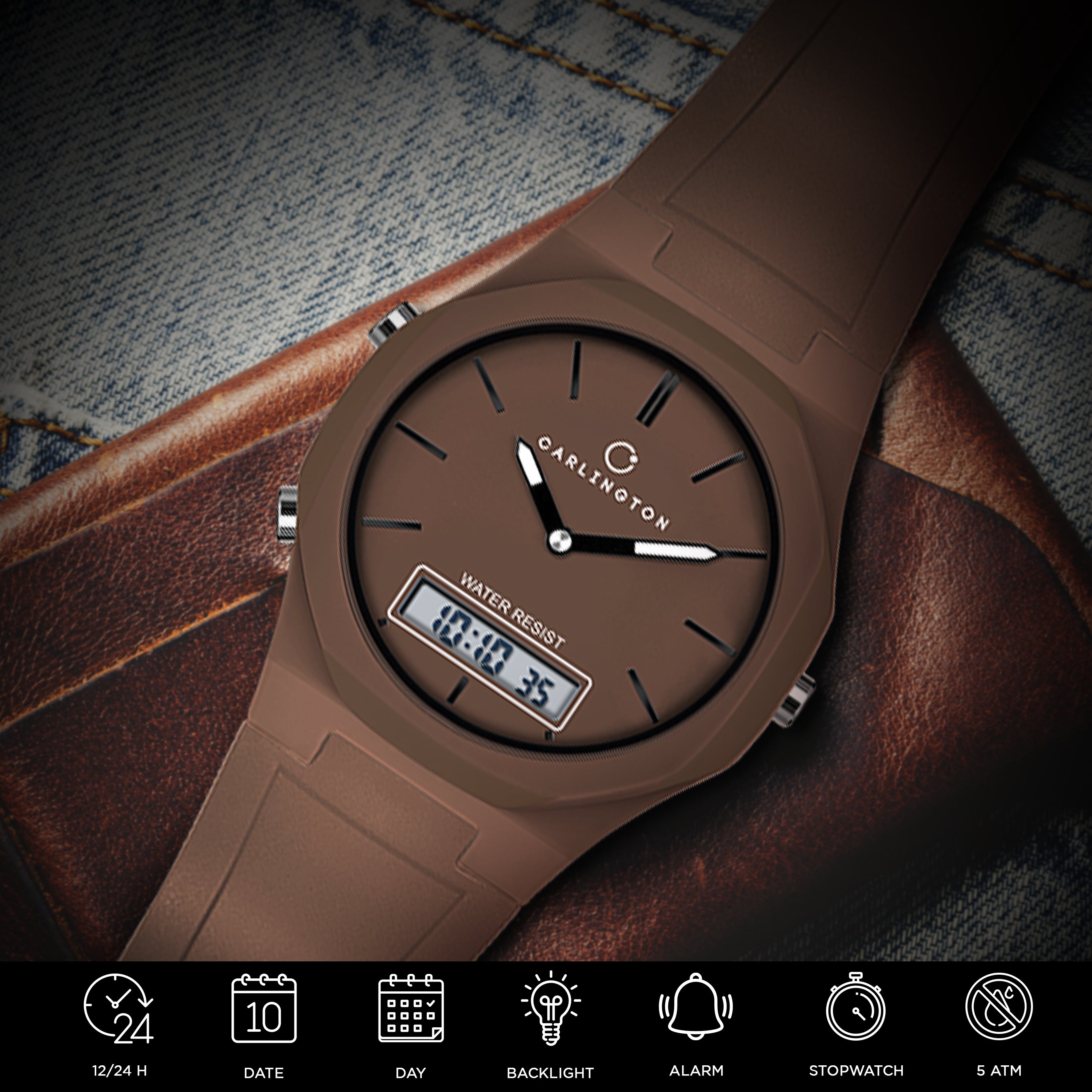 Carlington Endurance Series Analog-Digital Sports Watches For Men And Boys - CT_9145 Brown