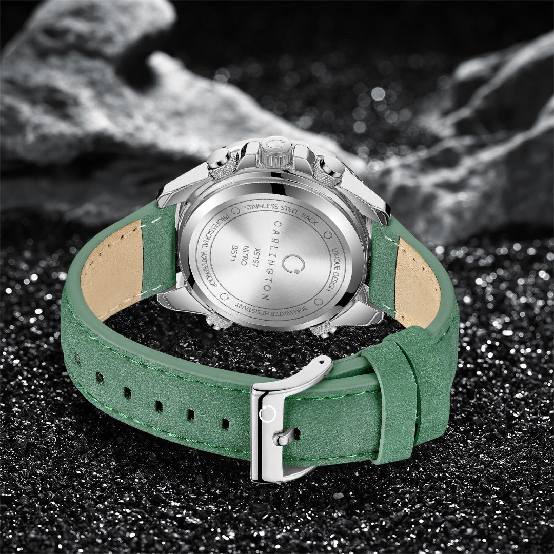 Carlington Nitro Analog-Digital Men’s Premium Leather Strap Wrist Watch | Quartz Movement | Water & Shock Resistant Watch for Men | Casual & Formal Wear - CT_9197