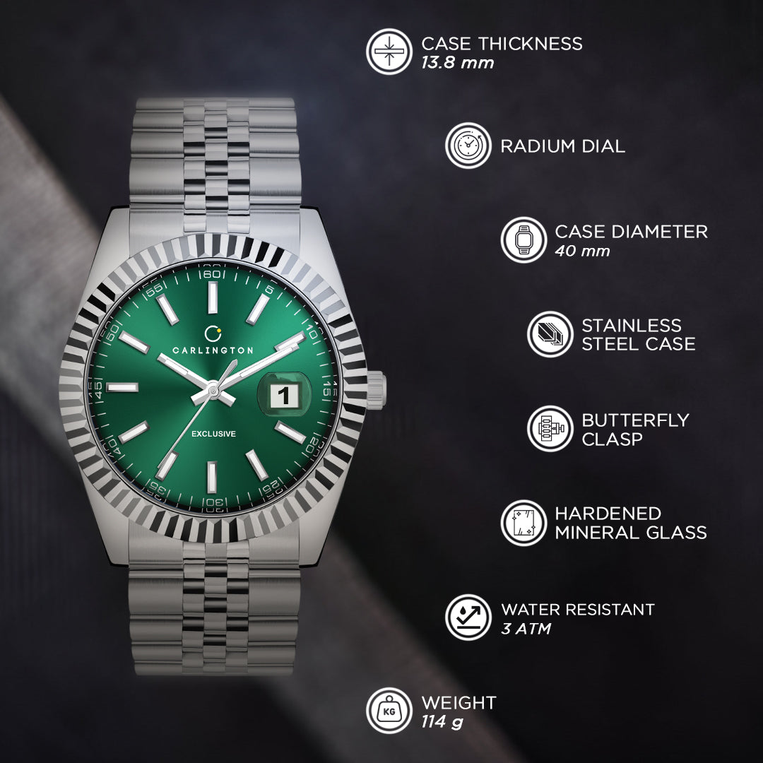 Exclusive 8811 Steel Green Gents Analog Watch