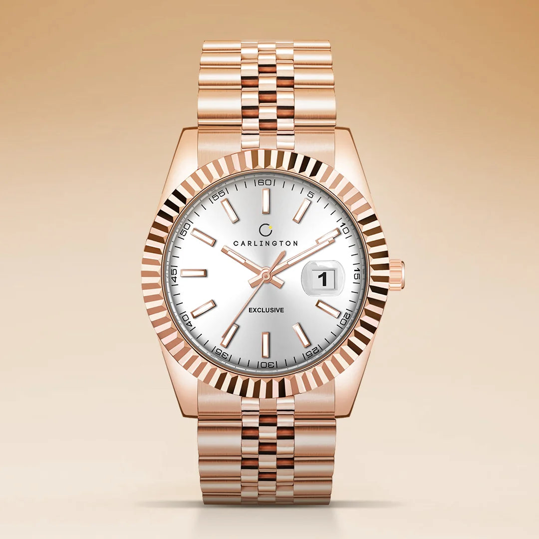 Exclusive 8811 Rose White Gents Analog Watch