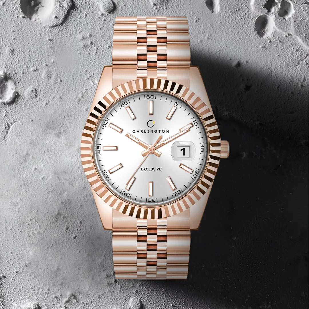 Exclusive 8811 Rose White Gents Analog Watch