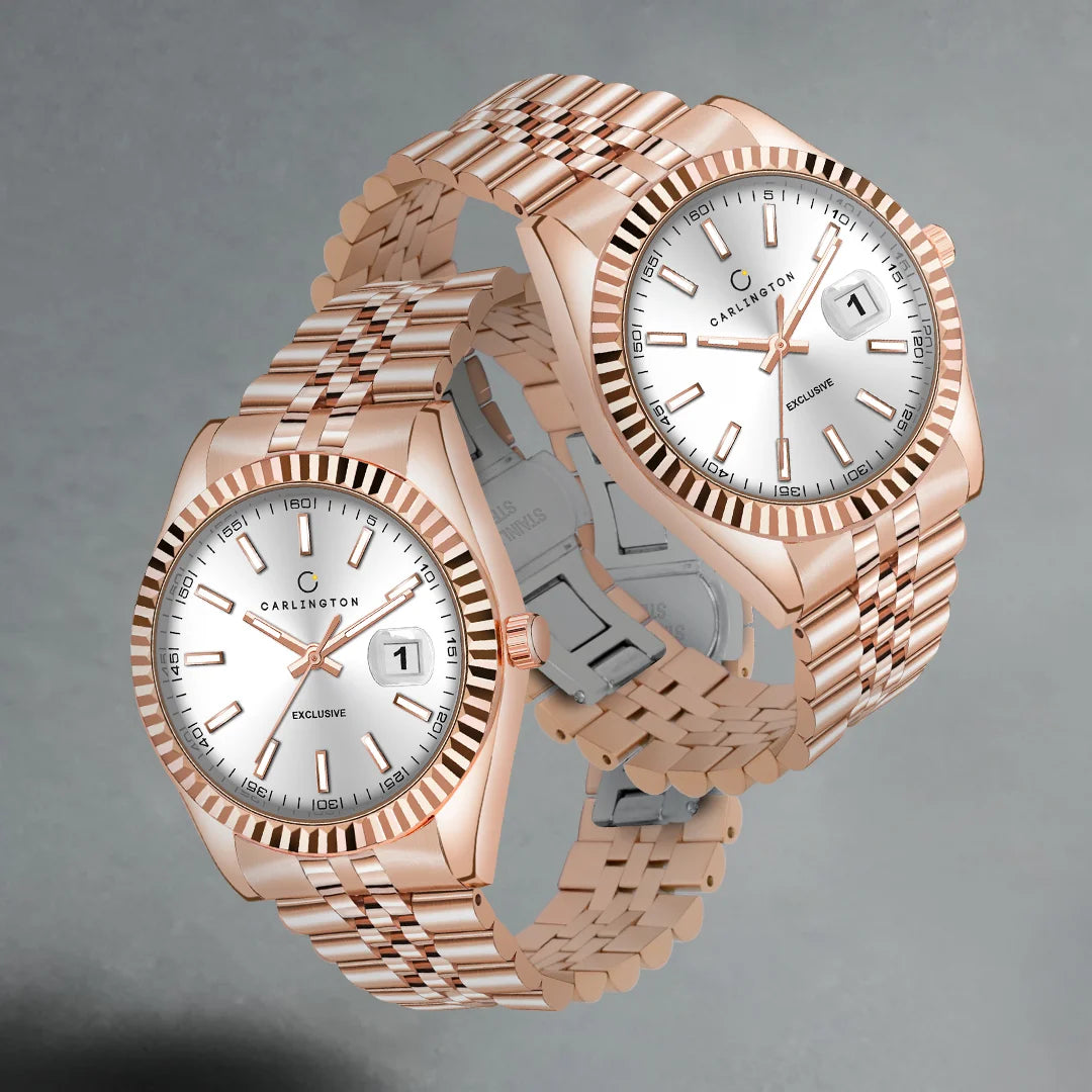 Exclusive 8811 Rose White Gents Analog Watch