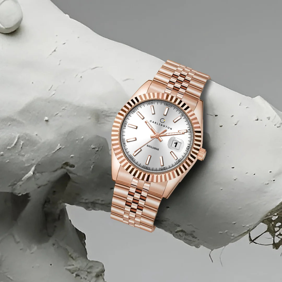 Exclusive 8811 Rose White Gents Analog Watch