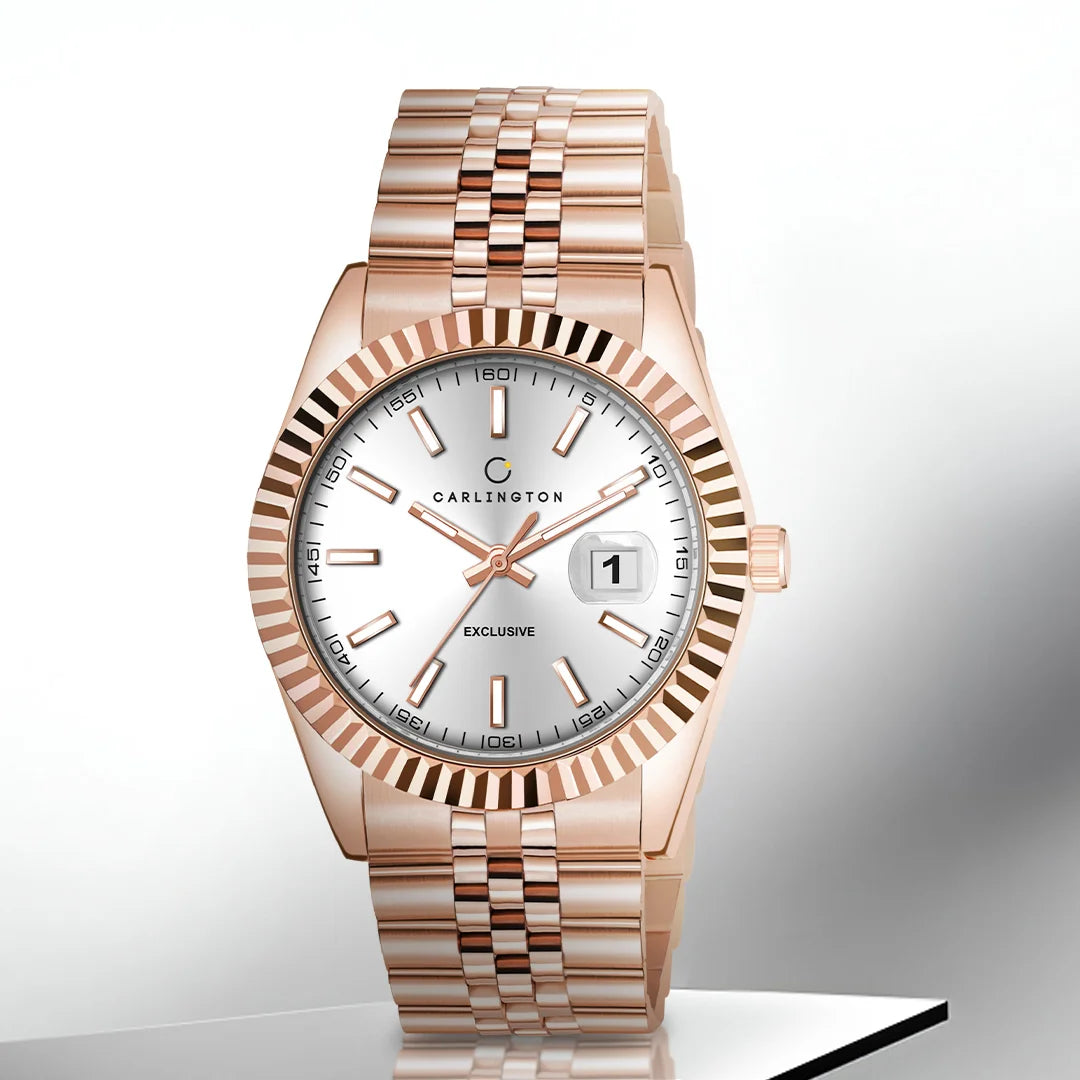 Exclusive 8811 Rose White Gents Analog Watch