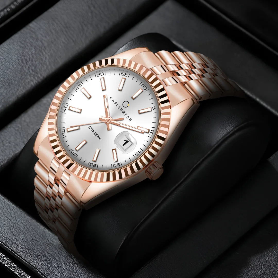Exclusive 8811 Rose White Gents Analog Watch