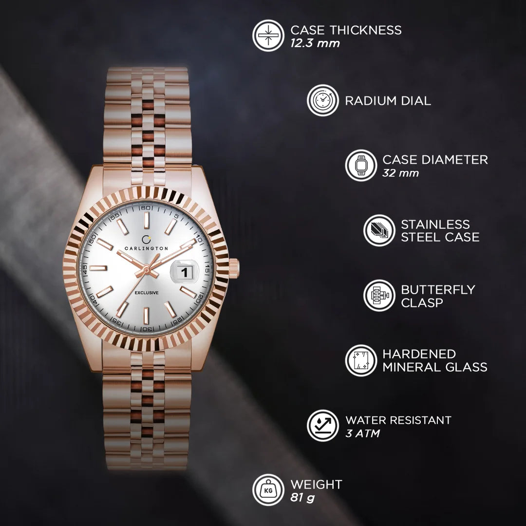 Exclusive 8811 Rose White Ladies Analog Watch