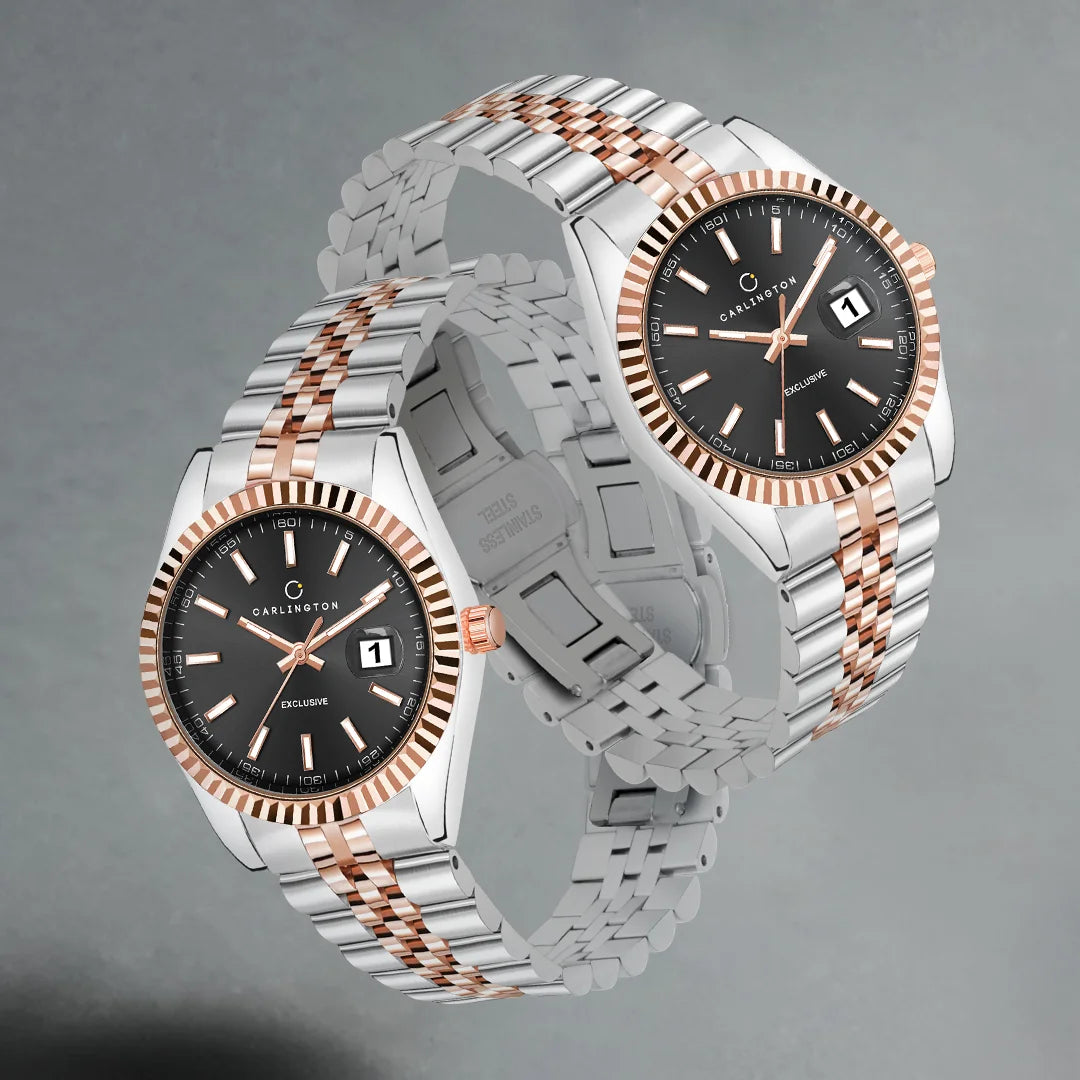 Exclusive 8811 Two Tone Black Ladies Analog Watch