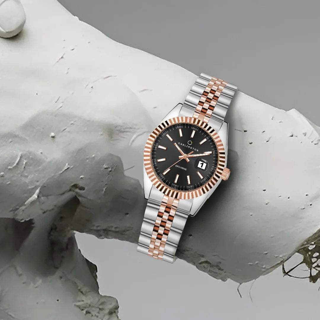 Exclusive 8811 Two Tone Black Ladies Analog Watch