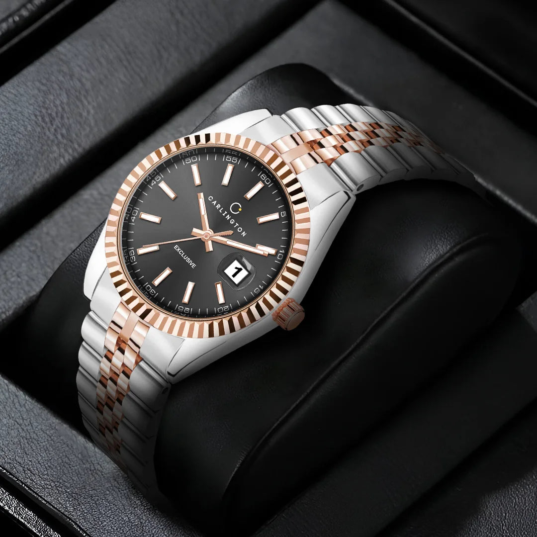 Exclusive 8811 Two Tone Black Ladies Analog Watch