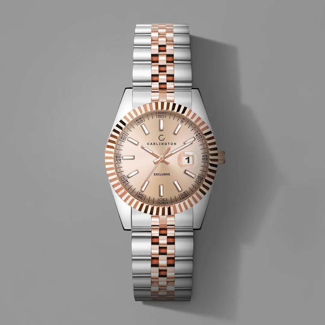 Exclusive 8811 Two Tone Rose Ladies Analog Watch