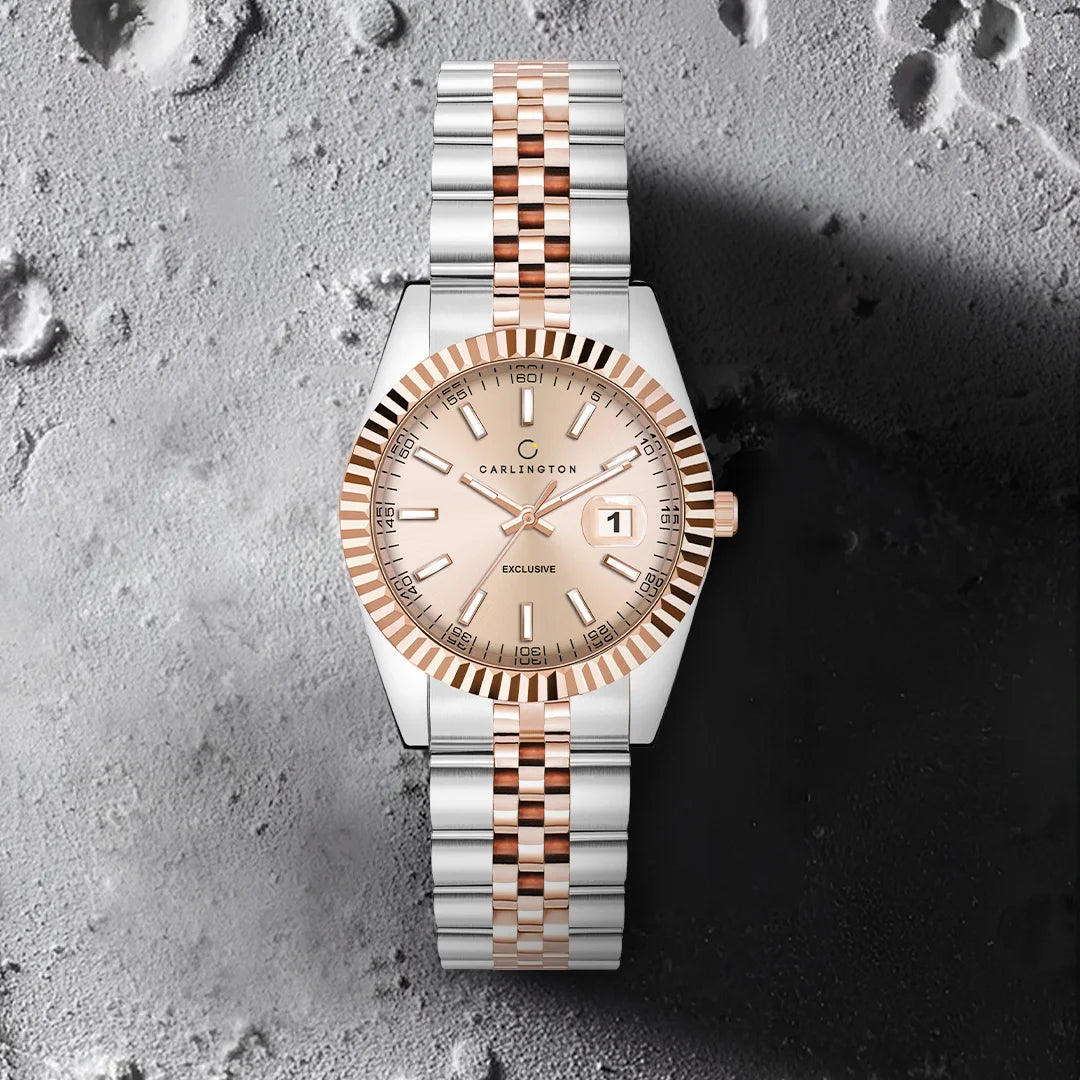 Exclusive 8811 Two Tone Rose Ladies Analog Watch