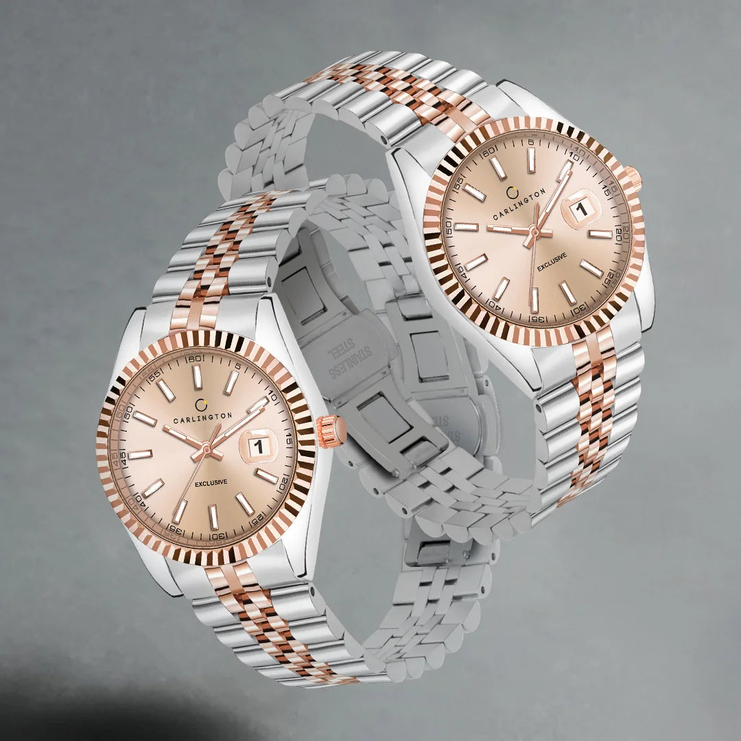 Exclusive 8811 Two Tone Rose Ladies Analog Watch