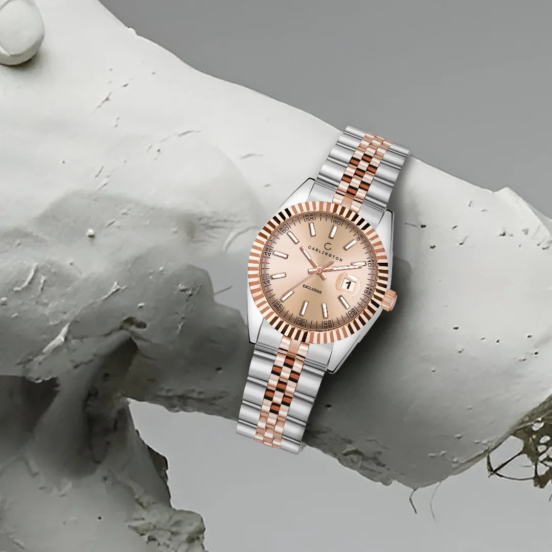 Exclusive 8811 Two Tone Rose Ladies Analog Watch