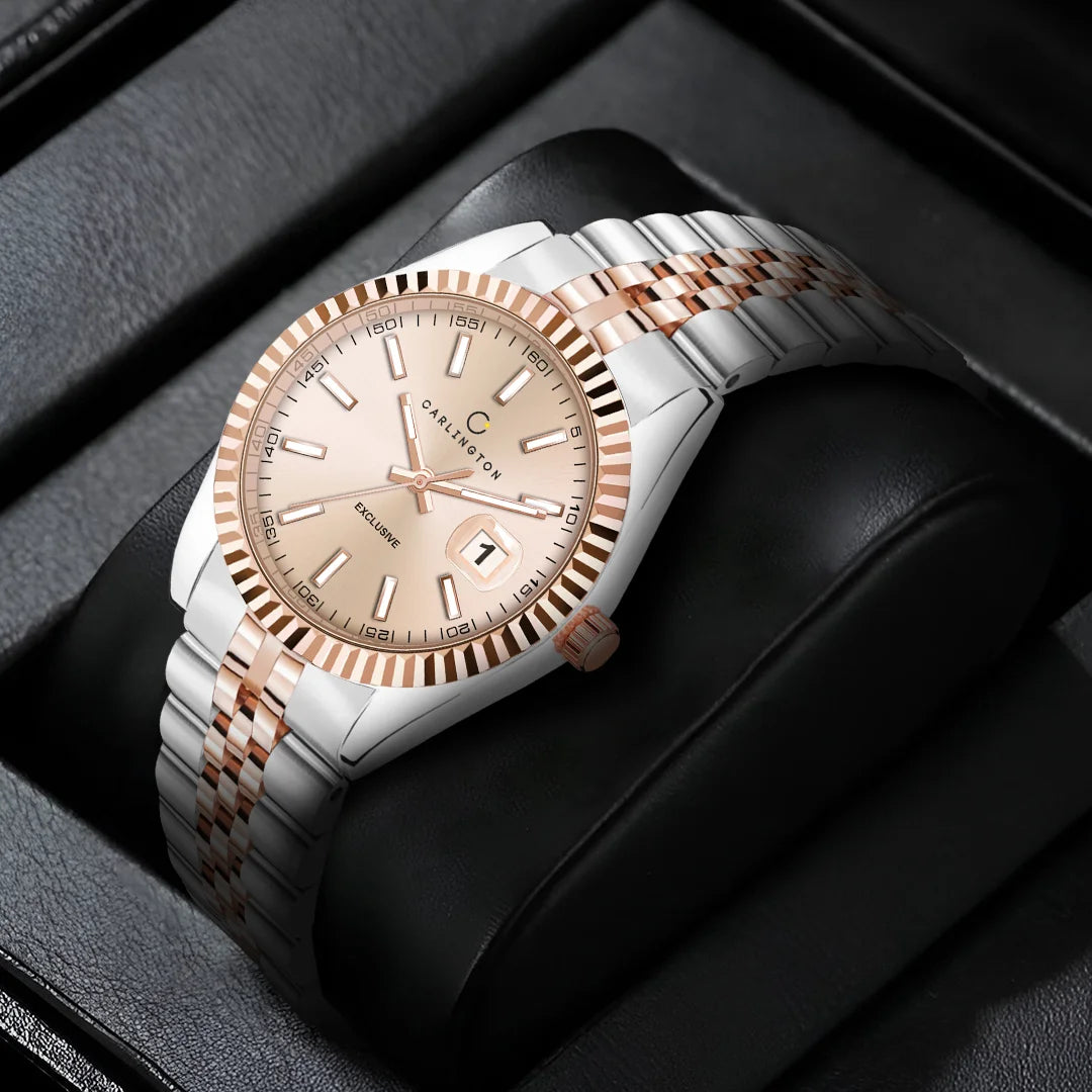 Exclusive 8811 Two Tone Rose Ladies Analog Watch