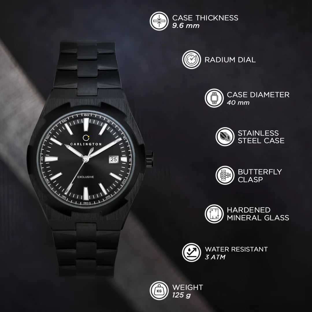 Exclusive 8877 Black Gents Analog Watch