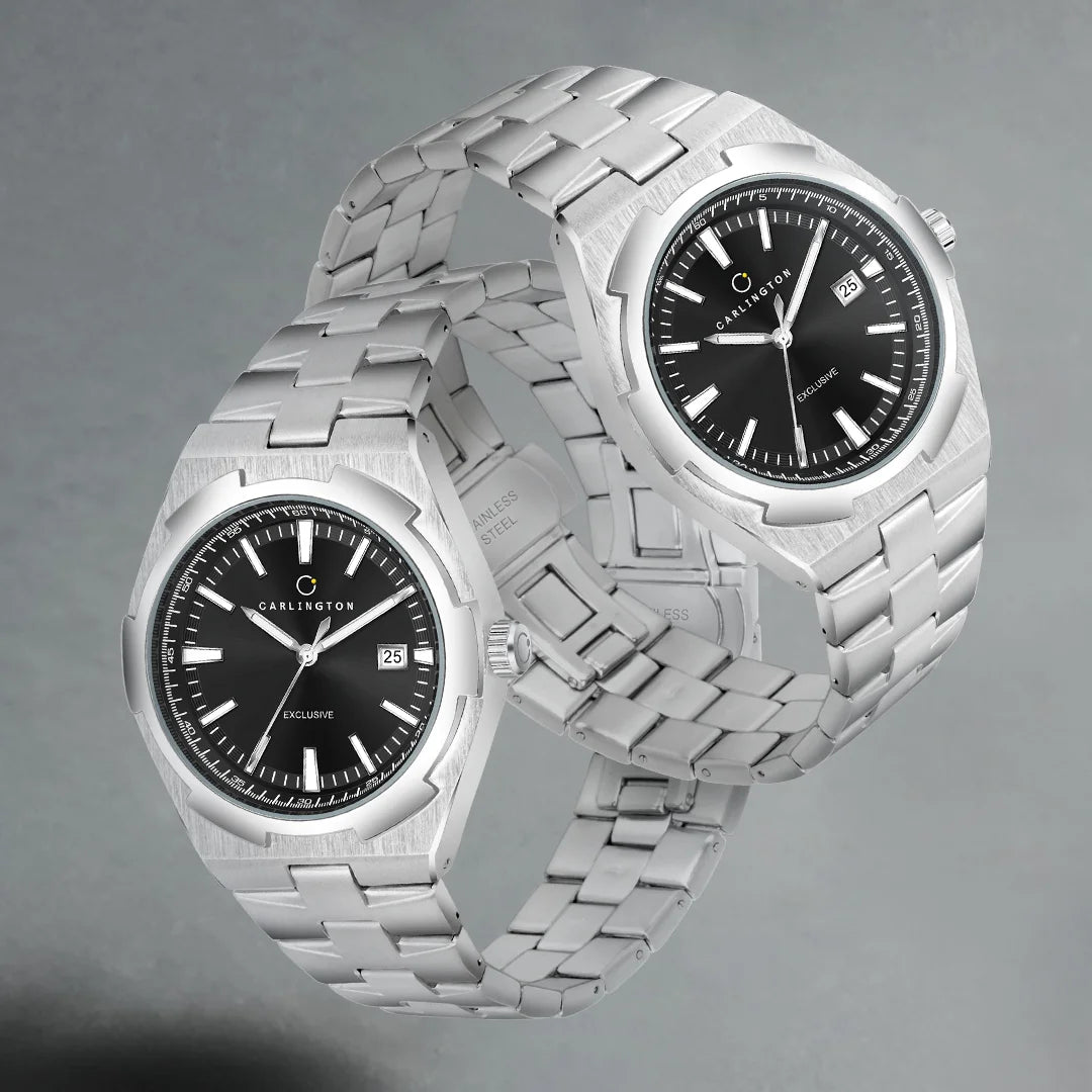 Exclusive 8877 Steel Black Gents Analog Watch