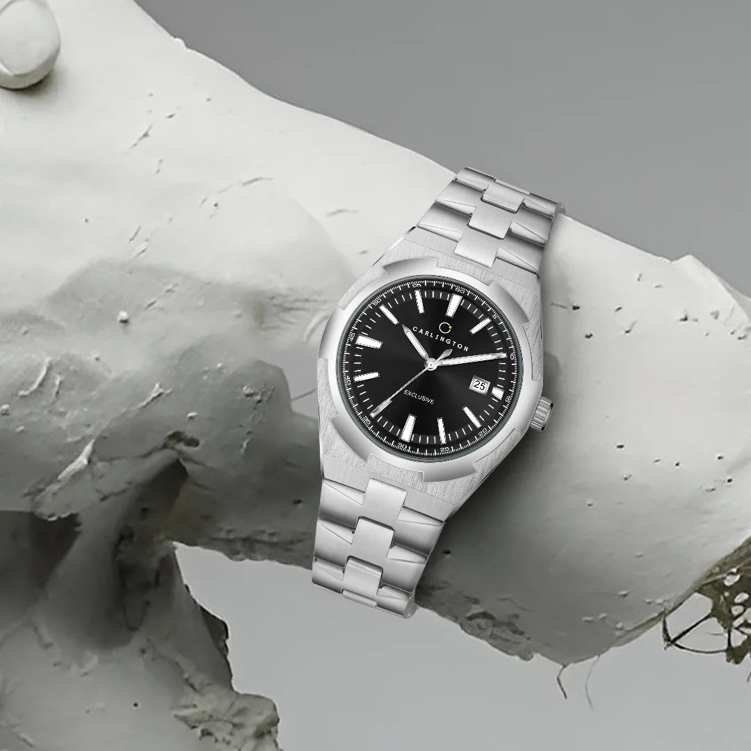 Exclusive 8877 Steel Black Gents Analog Watch