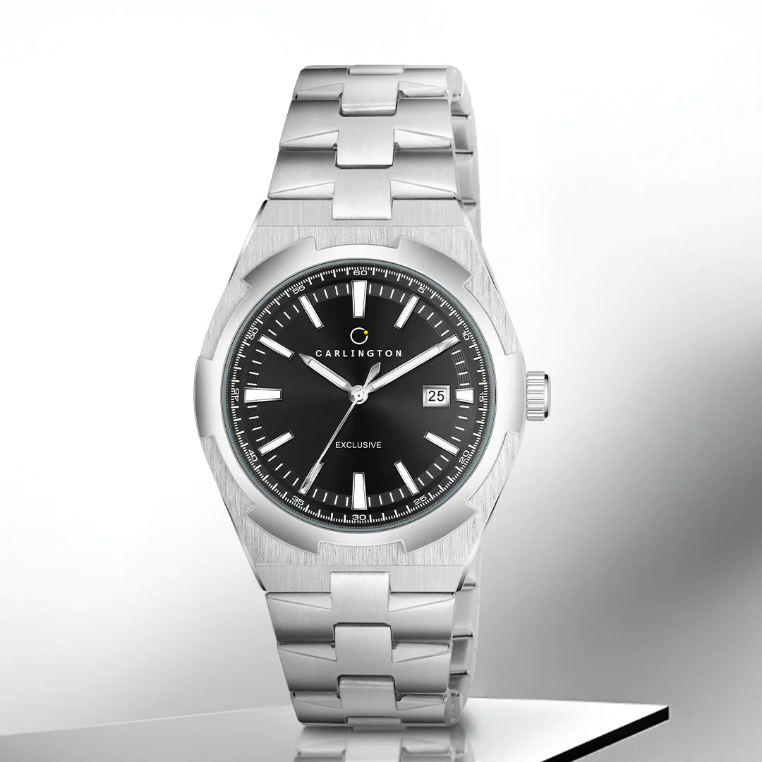 Exclusive 8877 Steel Black Gents Analog Watch